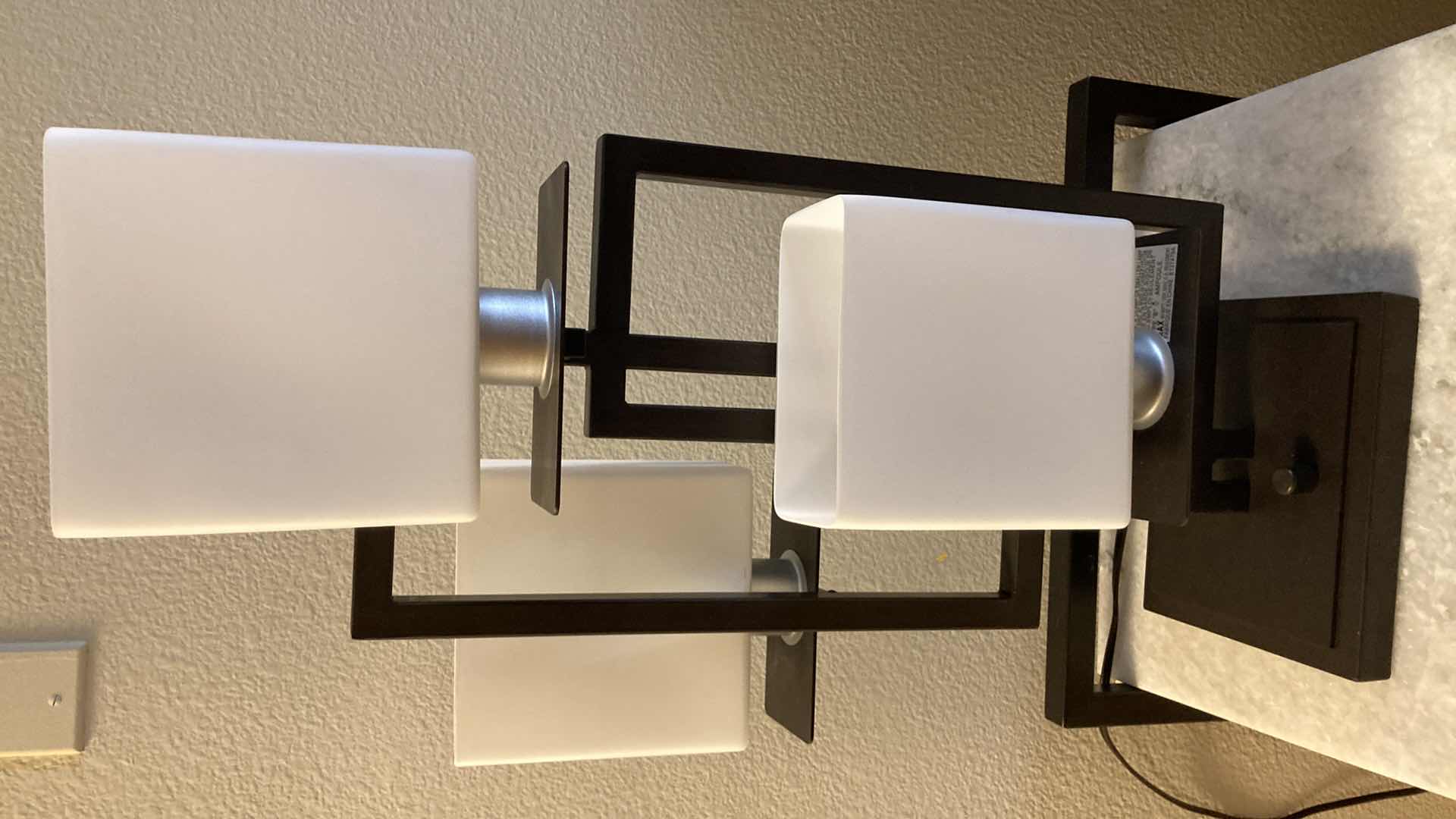 Photo 1 of EURO DESIGN LIGHTING WHITE GLASS SHADE METAL BASE TABLE LAMP 13” X 7” H26”