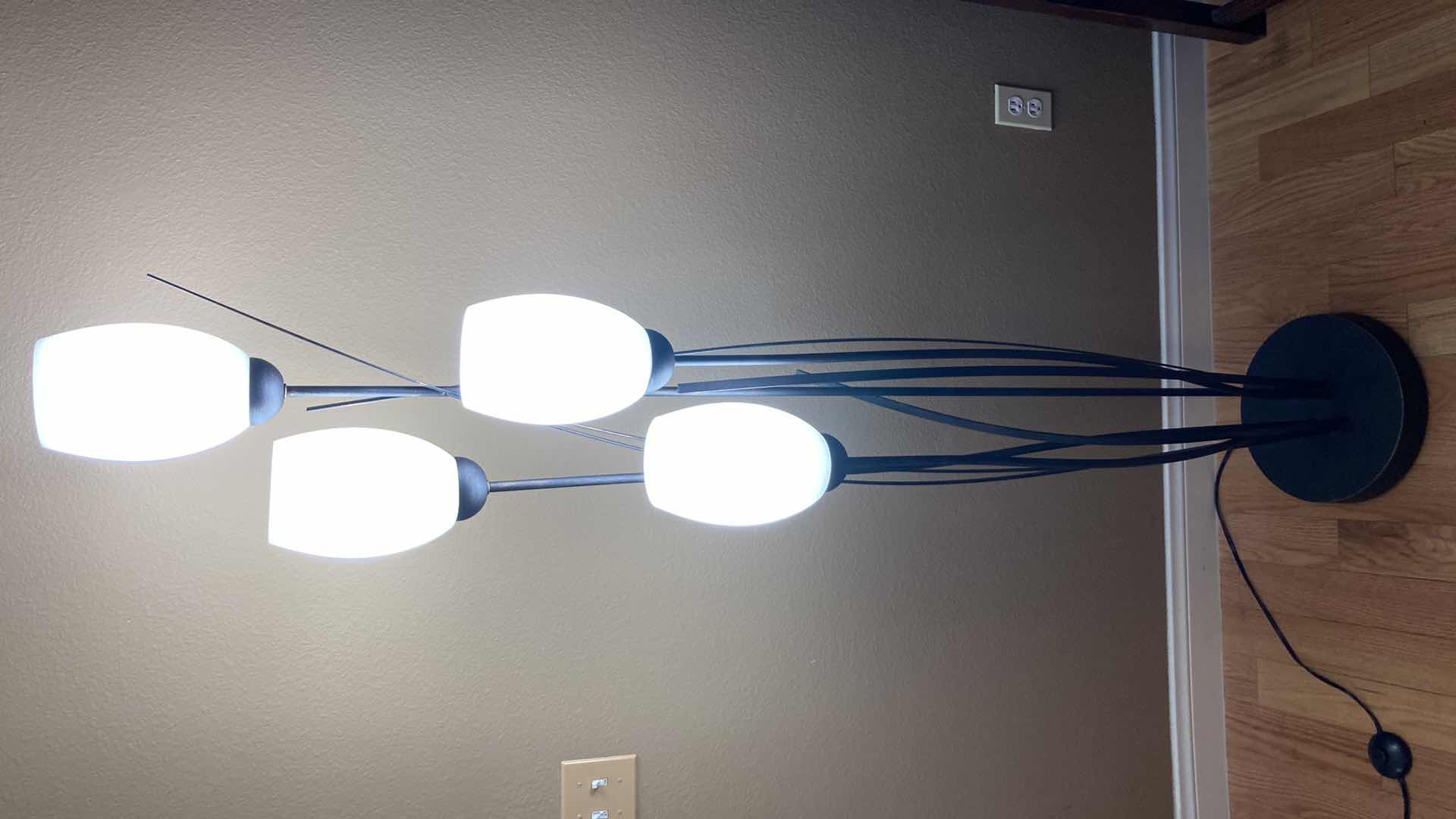 Photo 1 of TULIP STYLE WHITE GLASS SHADE BRUSHED BRONZE BASE FLOOR LAMP 9” X 73”