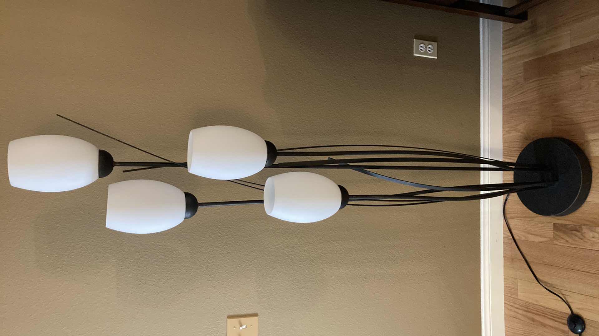 Photo 1 of TULIP STYLE WHITE GLASS SHADE BRUSHED BRONZE BASE FLOOR LAMP 9” X 73”