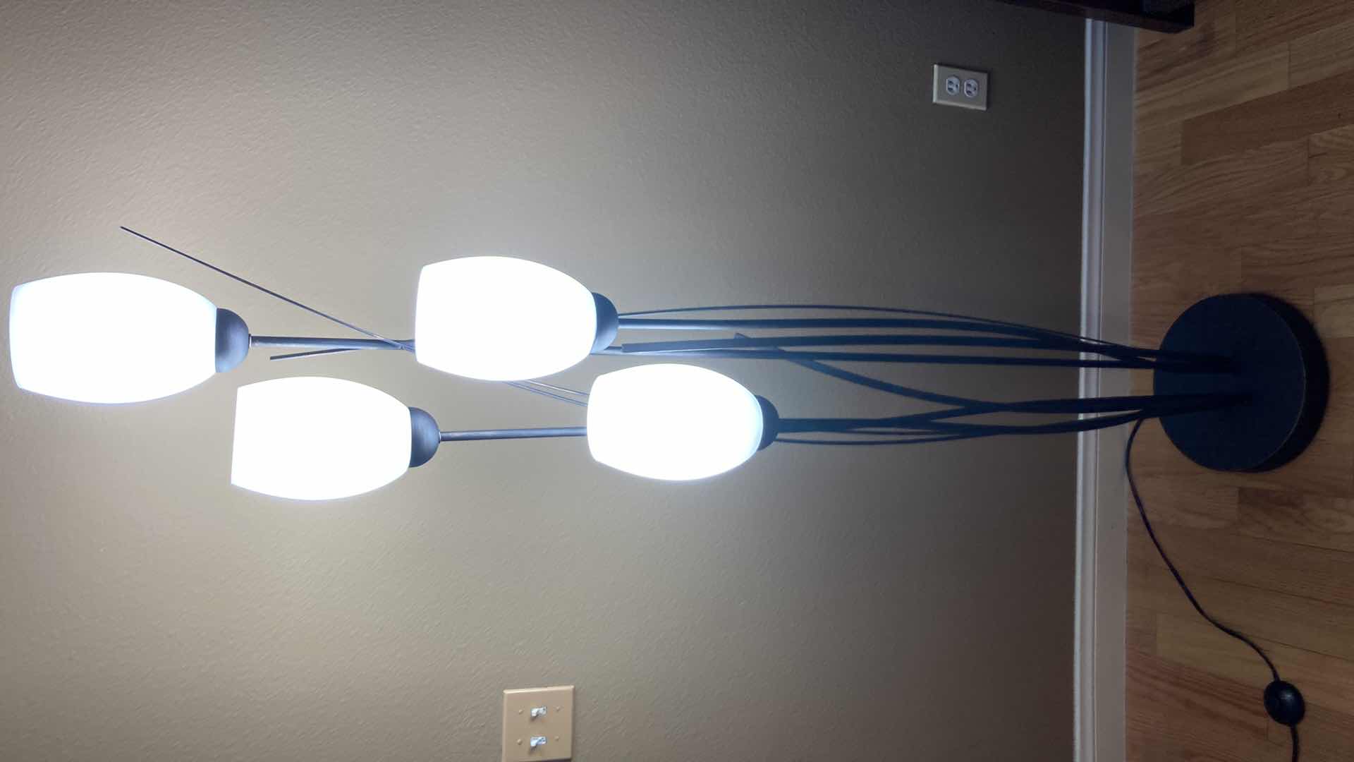 Photo 1 of TULIP STYLE WHITE GLASS SHADE BRUSHED BRONZE BASE FLOOR LAMP 9” X 73”