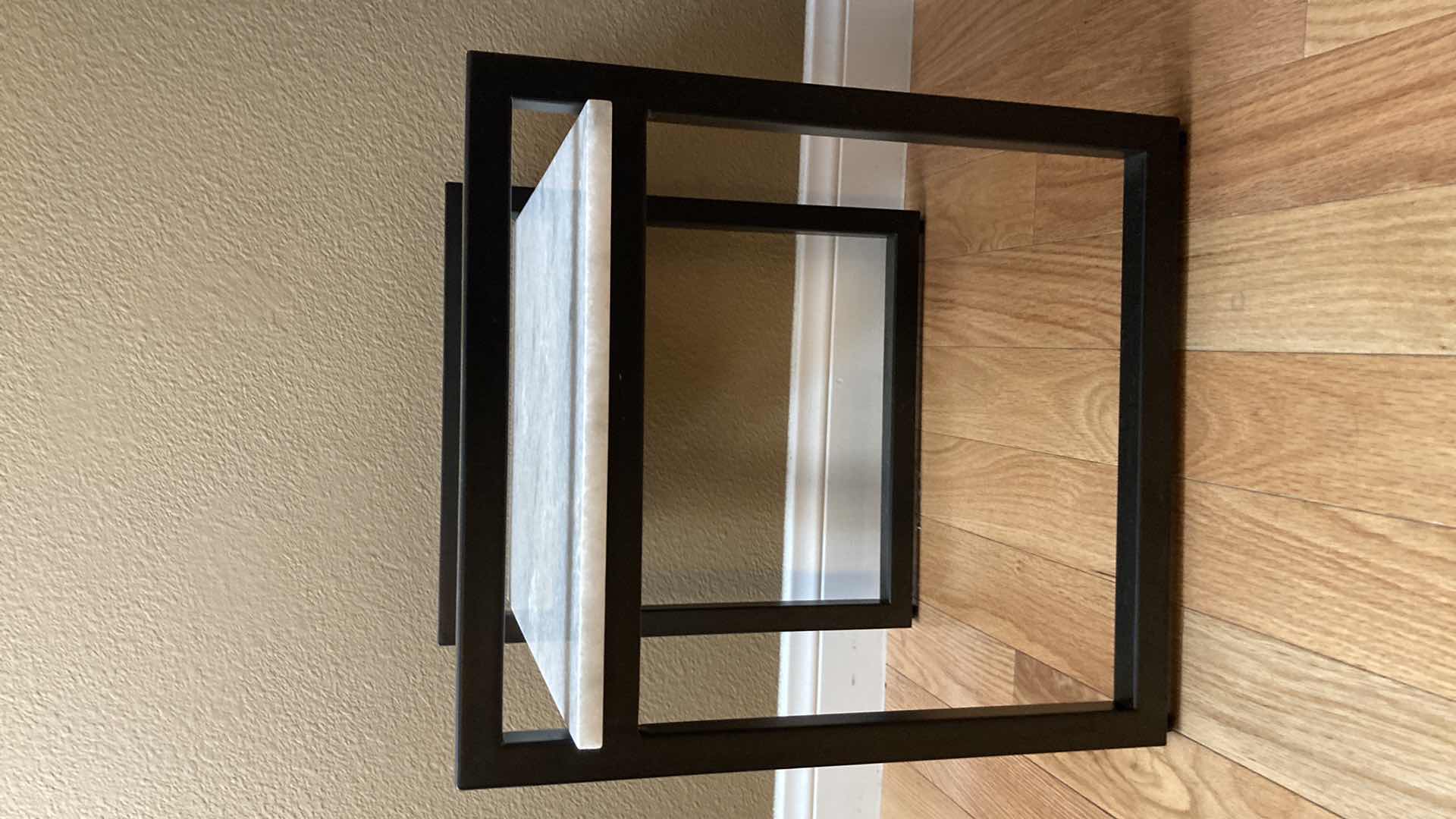 Photo 1 of GRANITE WHITE TOP BLACK METAL BASE ACCENT TABLE 18” X 16” H18”