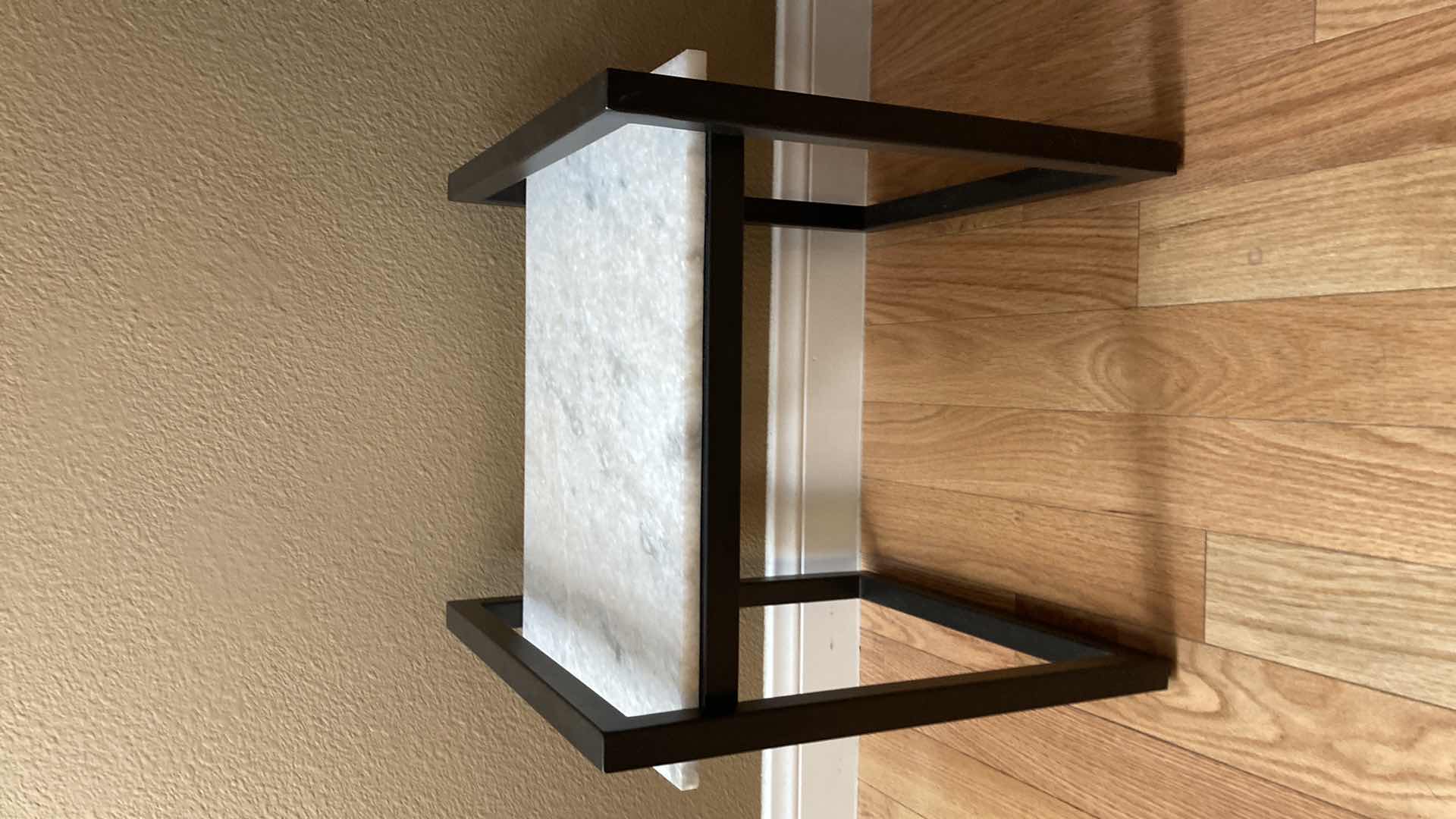 Photo 1 of GRANITE WHITE TOP BLACK METAL BASE ACCENT TABLE 18” X 16” H18”