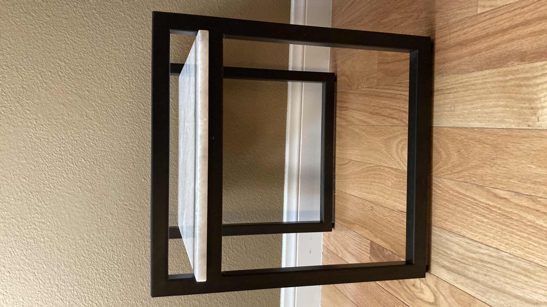 Photo 1 of GRANITE WHITE TOP BLACK METAL BASE ACCENT TABLE 18” X 16” H18”