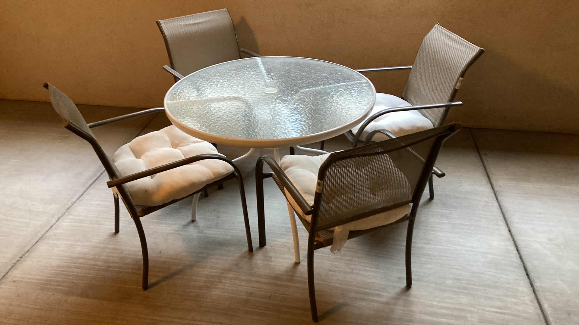 Photo 1 of GARDEN TREASURES PATIO TABLE 40” X 28” & CHAIRS (4) 23” X 21” H34”