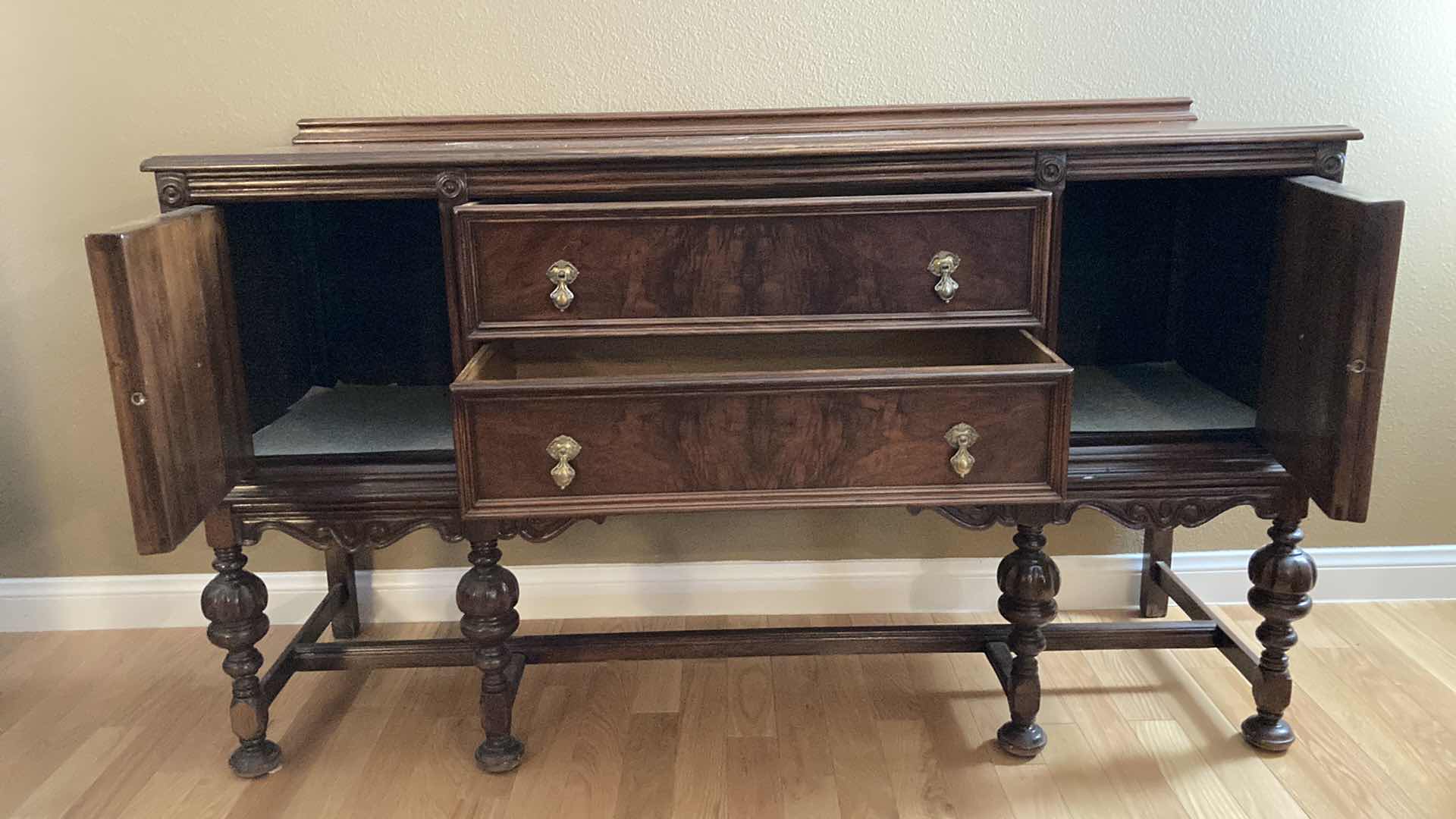 View 6 of EARLY-CENTURY MAHOGANY FINISH WOOD DRESSER 66” X 21” H38”