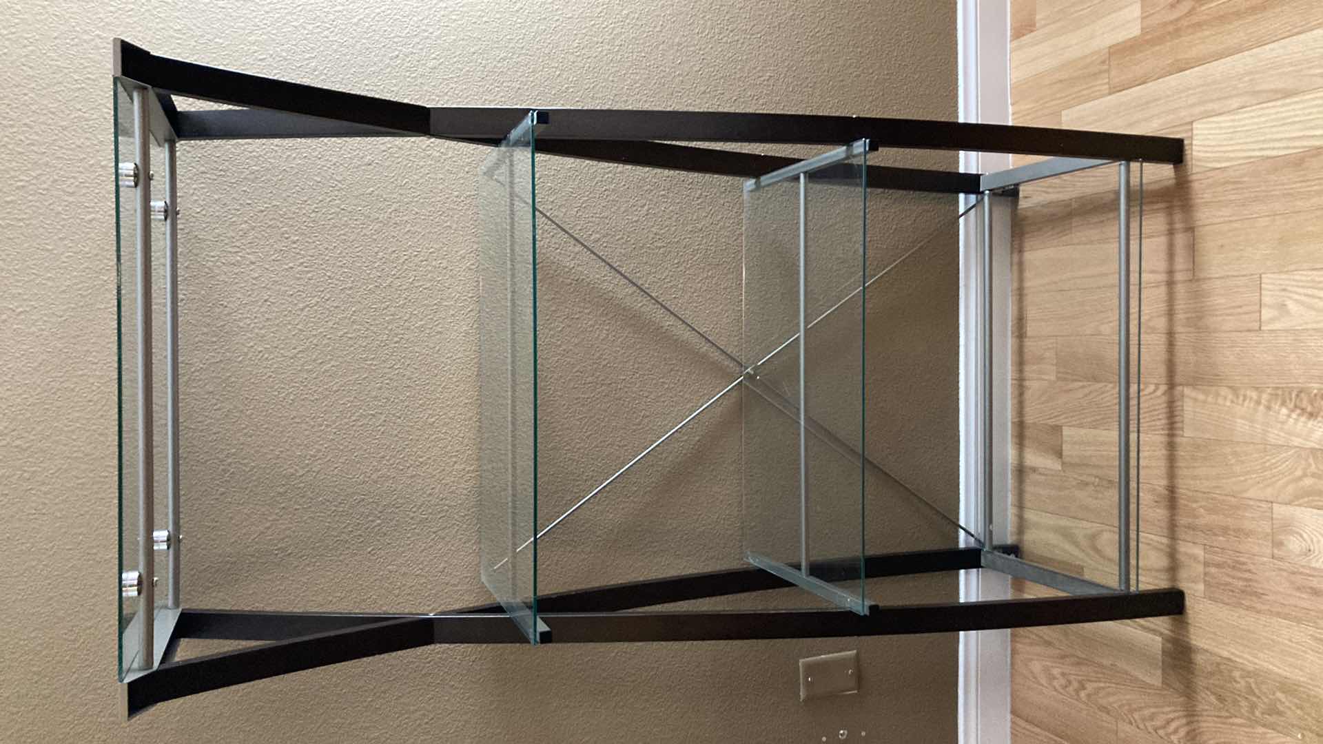 Photo 1 of EXPRESSO & SILVER FINISH 4 TIER GLASS BOOKSHELF 30” X 16” H60”