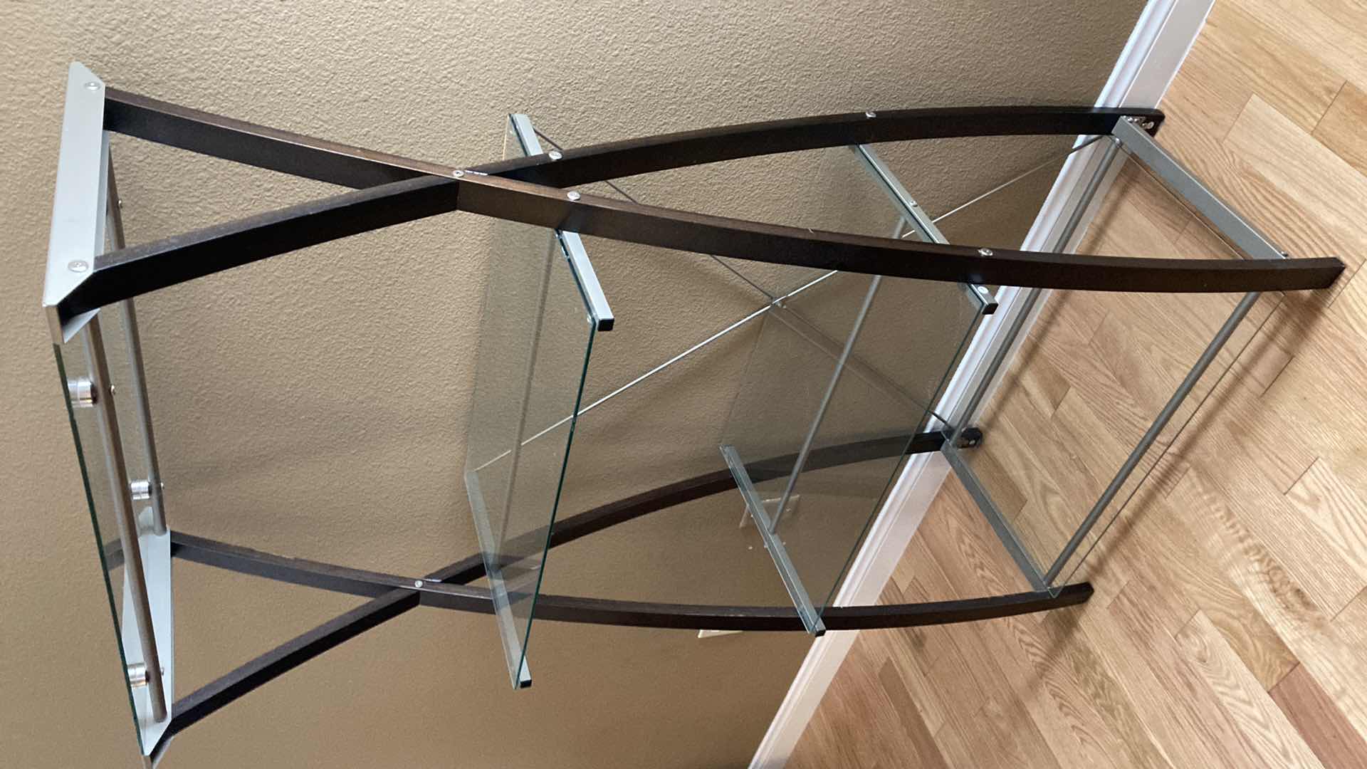 Photo 1 of EXPRESSO & SILVER FINISH 4 TIER GLASS BOOKSHELF 30” X 16” H60”