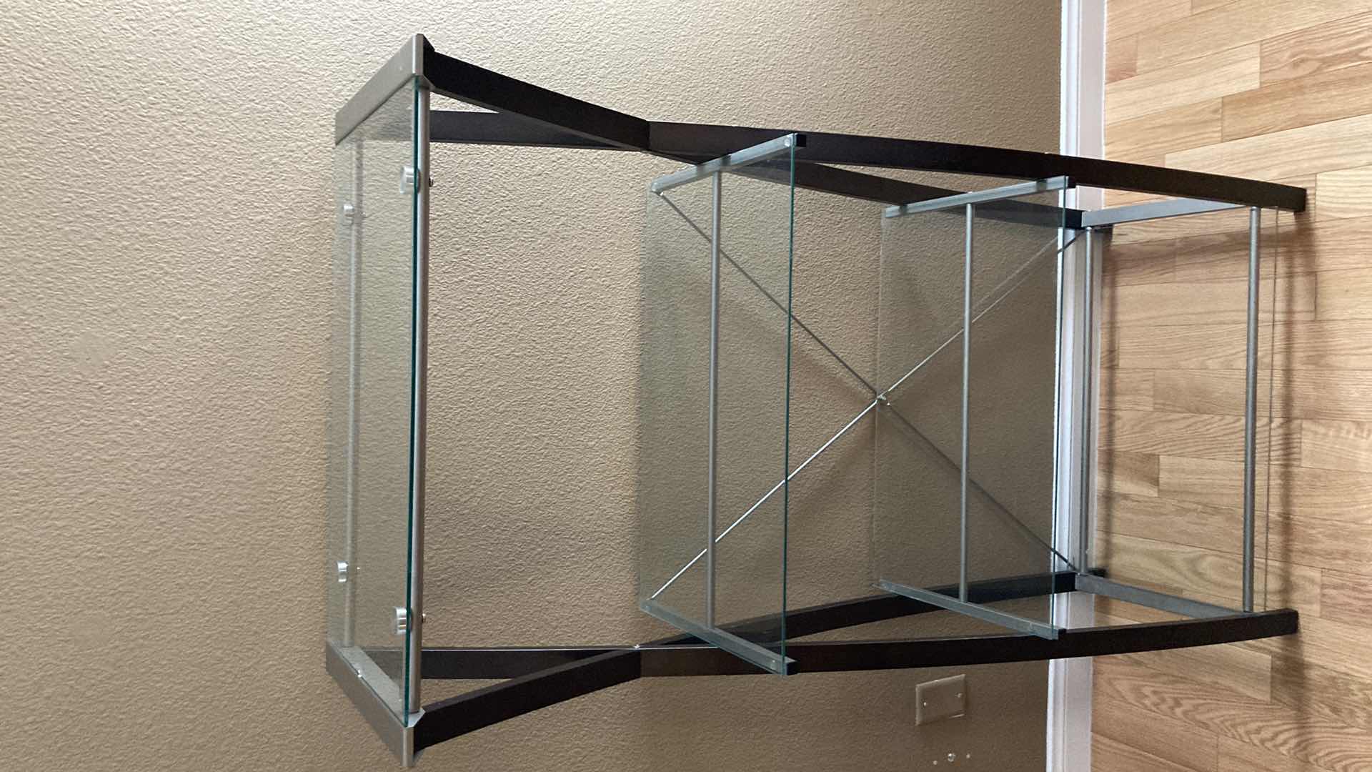 Photo 1 of EXPRESSO & SILVER FINISH 4 TIER GLASS BOOKSHELF 30” X 16” H60”