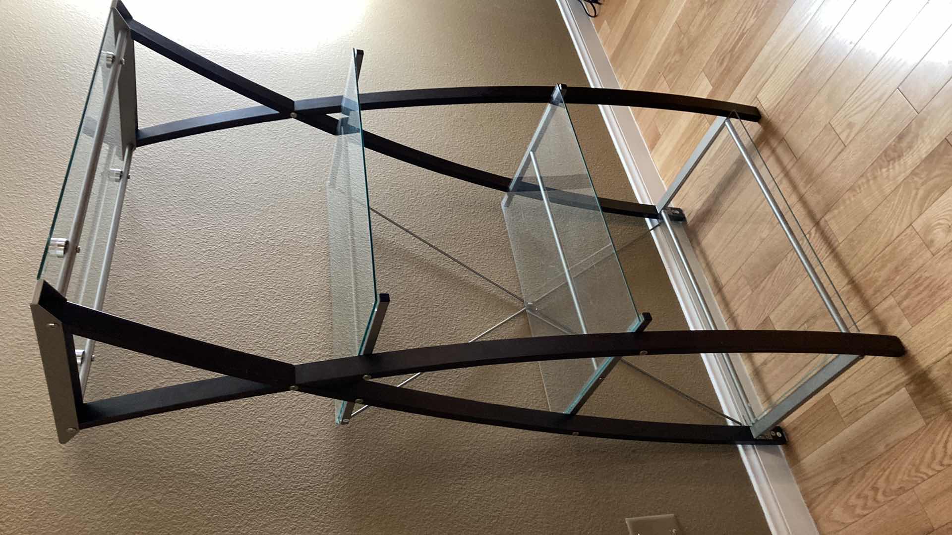 Photo 1 of EXPRESSO & SILVER FINISH 4 TIER GLASS BOOKSHELF 30” X 16” H60”