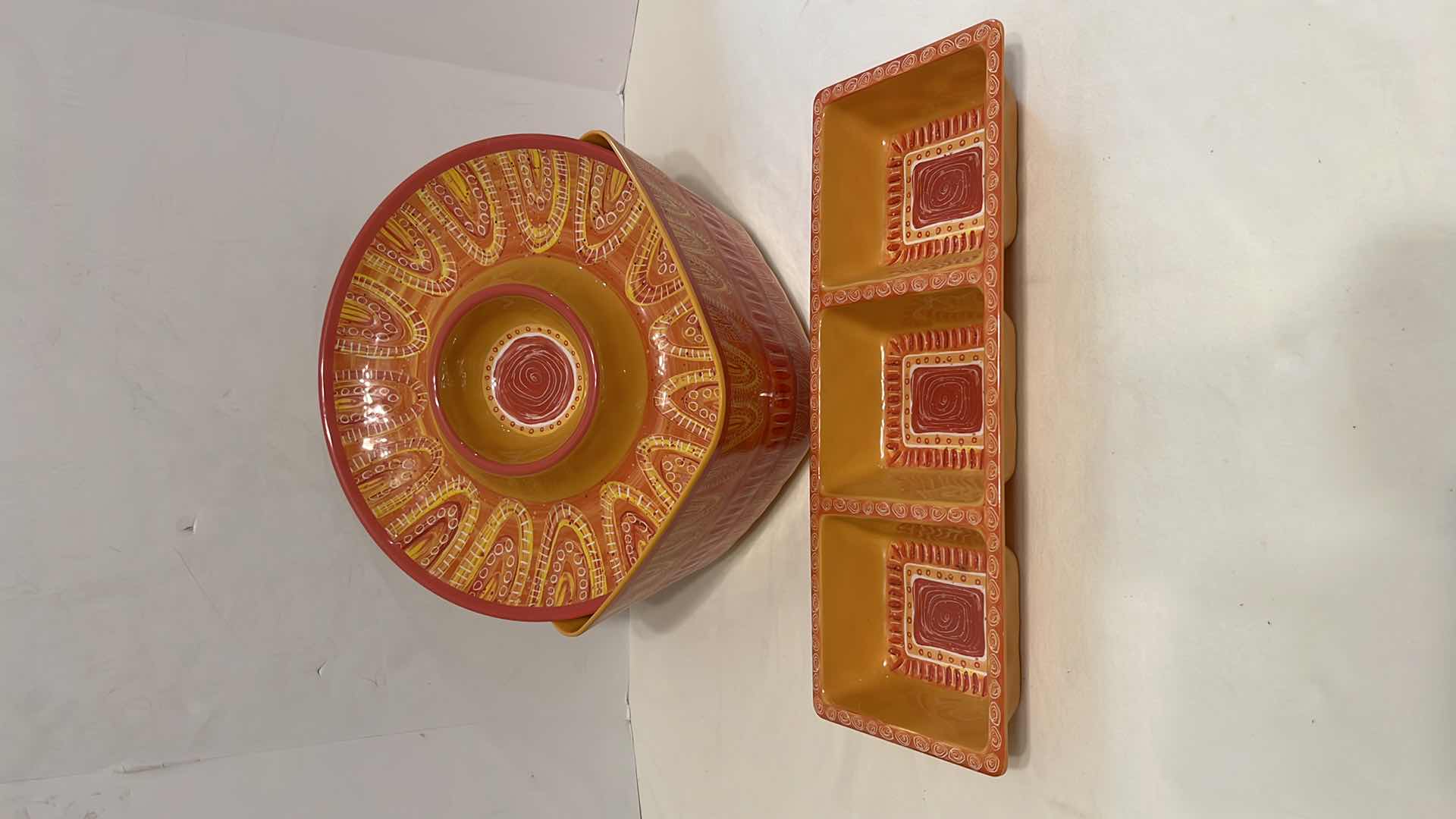 Photo 1 of CERTIFIED INTERNATIONAL MEXICAN FIESTA MELAMINE CHIP & DIP TRAYS (3)