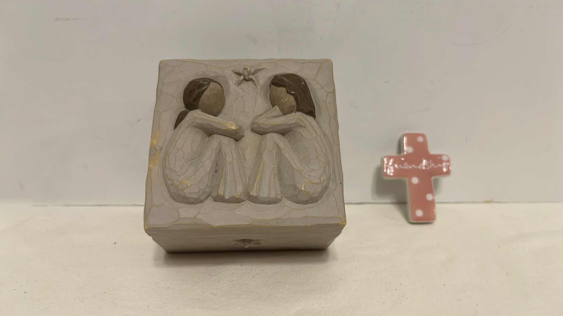 Photo 1 of WILLOW TREE FRIENDSHIP JEWELRY BOX & SANDRA MAGSAMEN DEPT 56 COLLECTION CERAMIC FRIENDSHIP CROSS