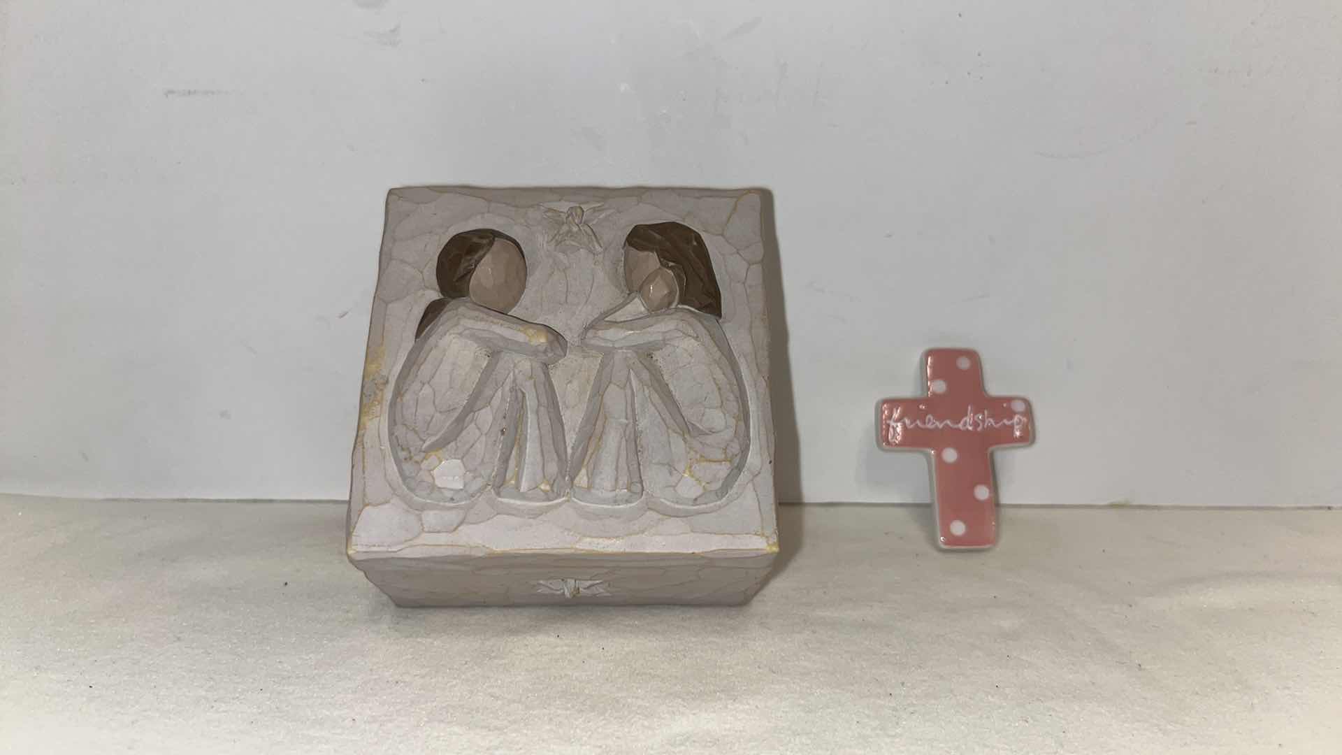 Photo 1 of WILLOW TREE FRIENDSHIP JEWELRY BOX & SANDRA MAGSAMEN DEPT 56 COLLECTION CERAMIC FRIENDSHIP CROSS