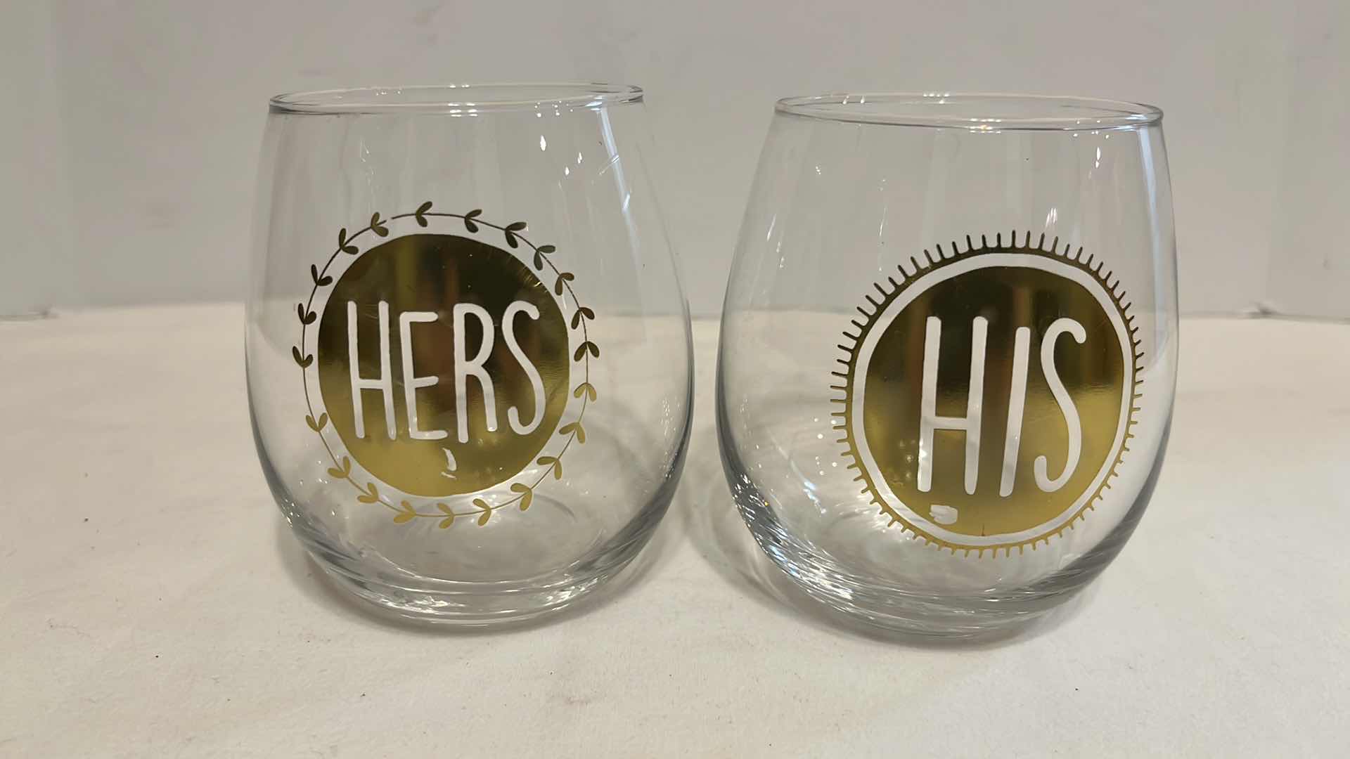 Photo 1 of LARGE MARTINI GLASS 10.25” W HIS & HERS WINE GLASSES