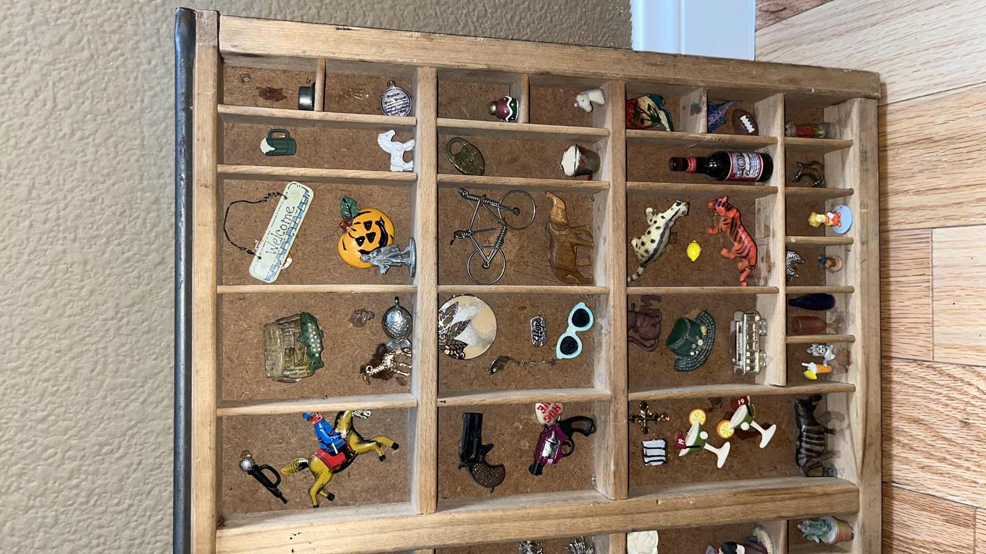 Photo 4 of SHADOW BOX W MINIATURE TRINKETS & PINS 32” X 16.5”