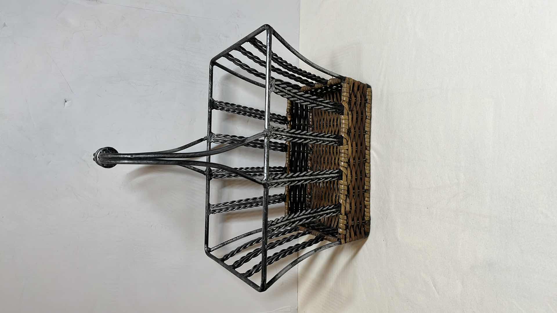 Photo 1 of PEWTER & WICKER BASKET W OFFICE ORGANIZER TRAYS (2)