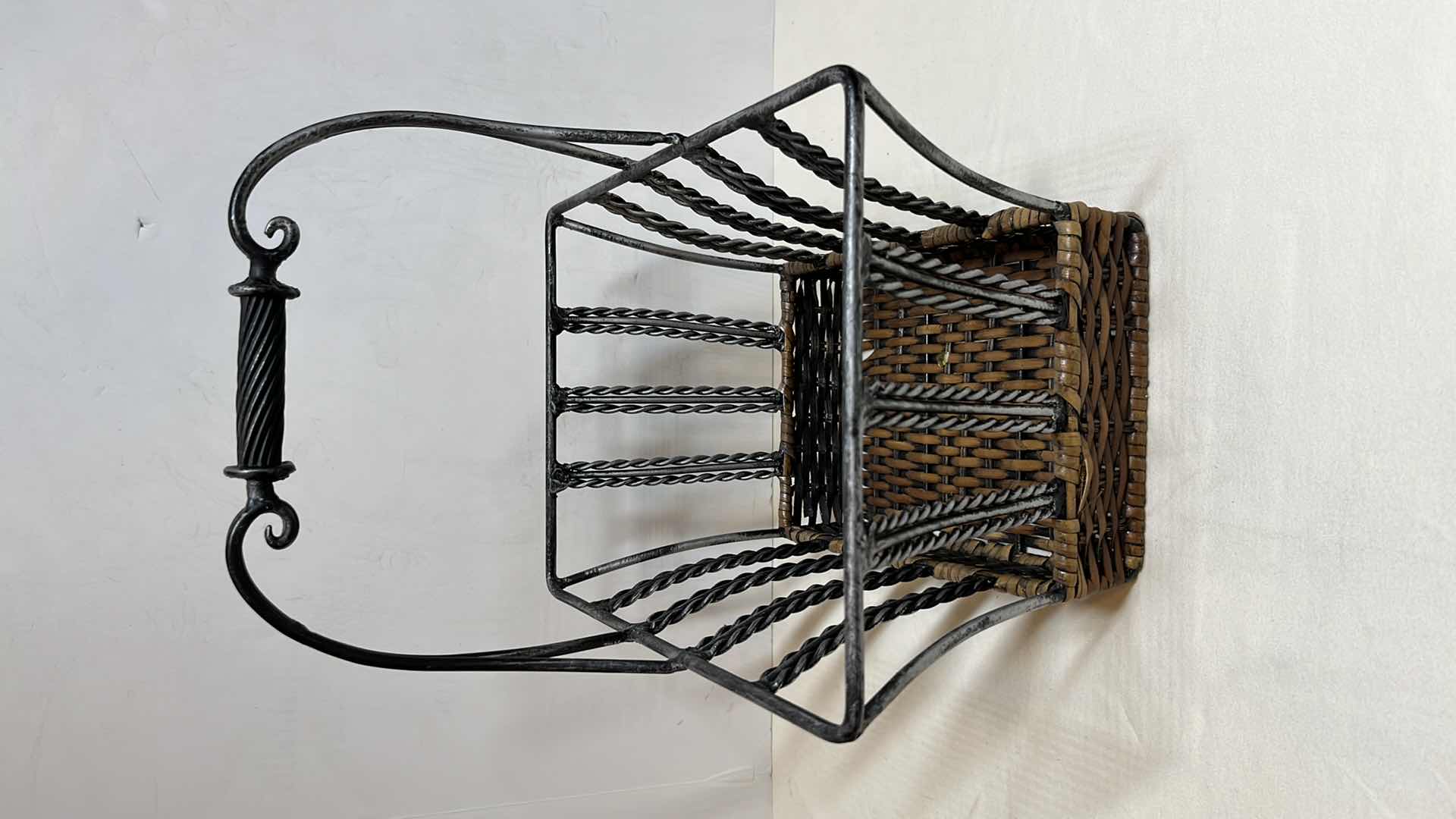 Photo 1 of PEWTER & WICKER BASKET W OFFICE ORGANIZER TRAYS (2)