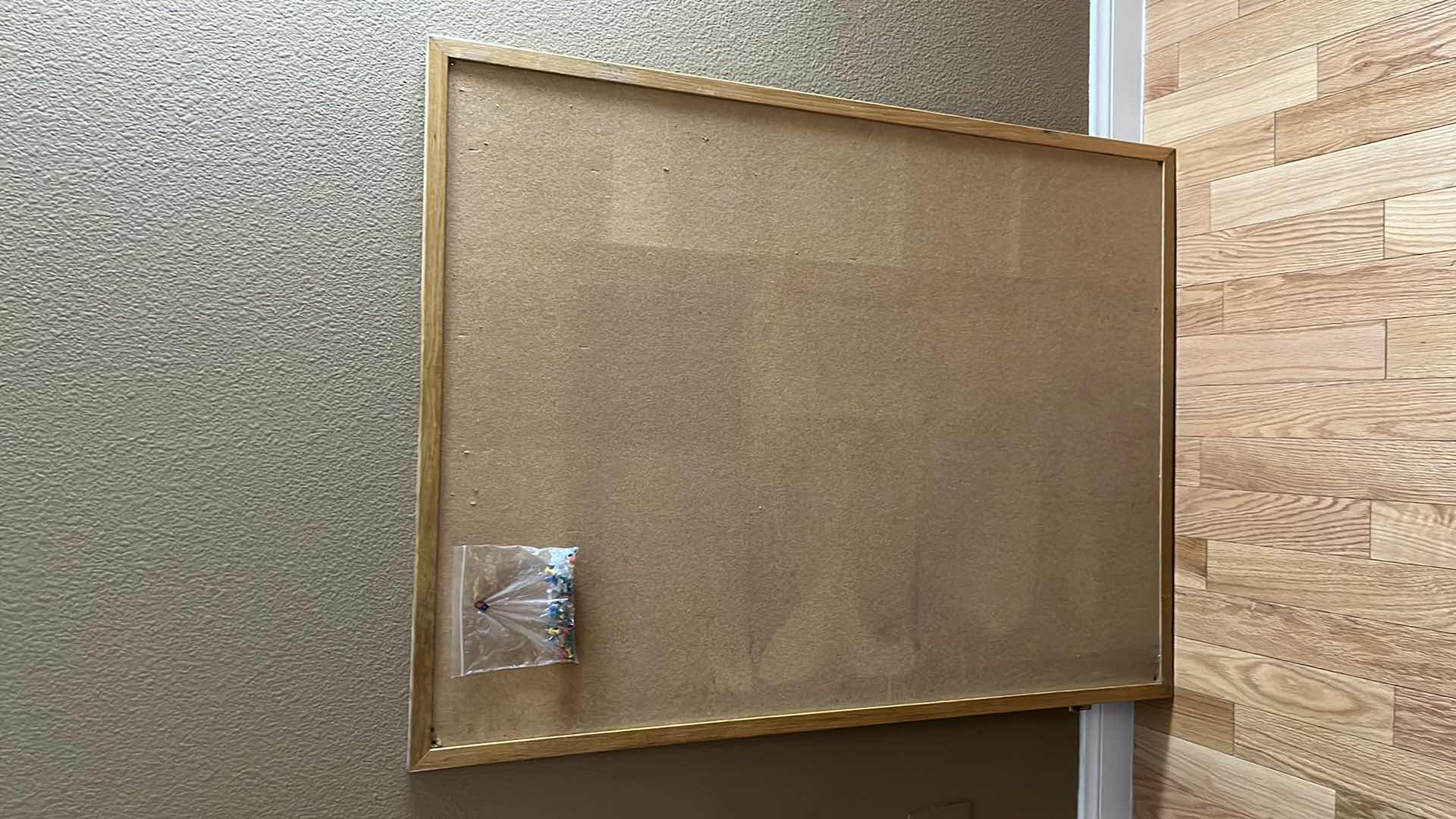 Photo 2 of WOOD-FRAMED CORK BOARDS W BAG OF TACKS 36” X 48” & 24” x 36”