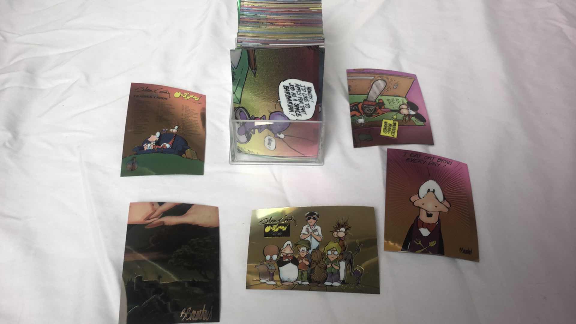 Photo 1 of APPROX 100 BLOOM COUNTY CHROMIUM TRADING CARDS 100 CARD SET IN ORDER