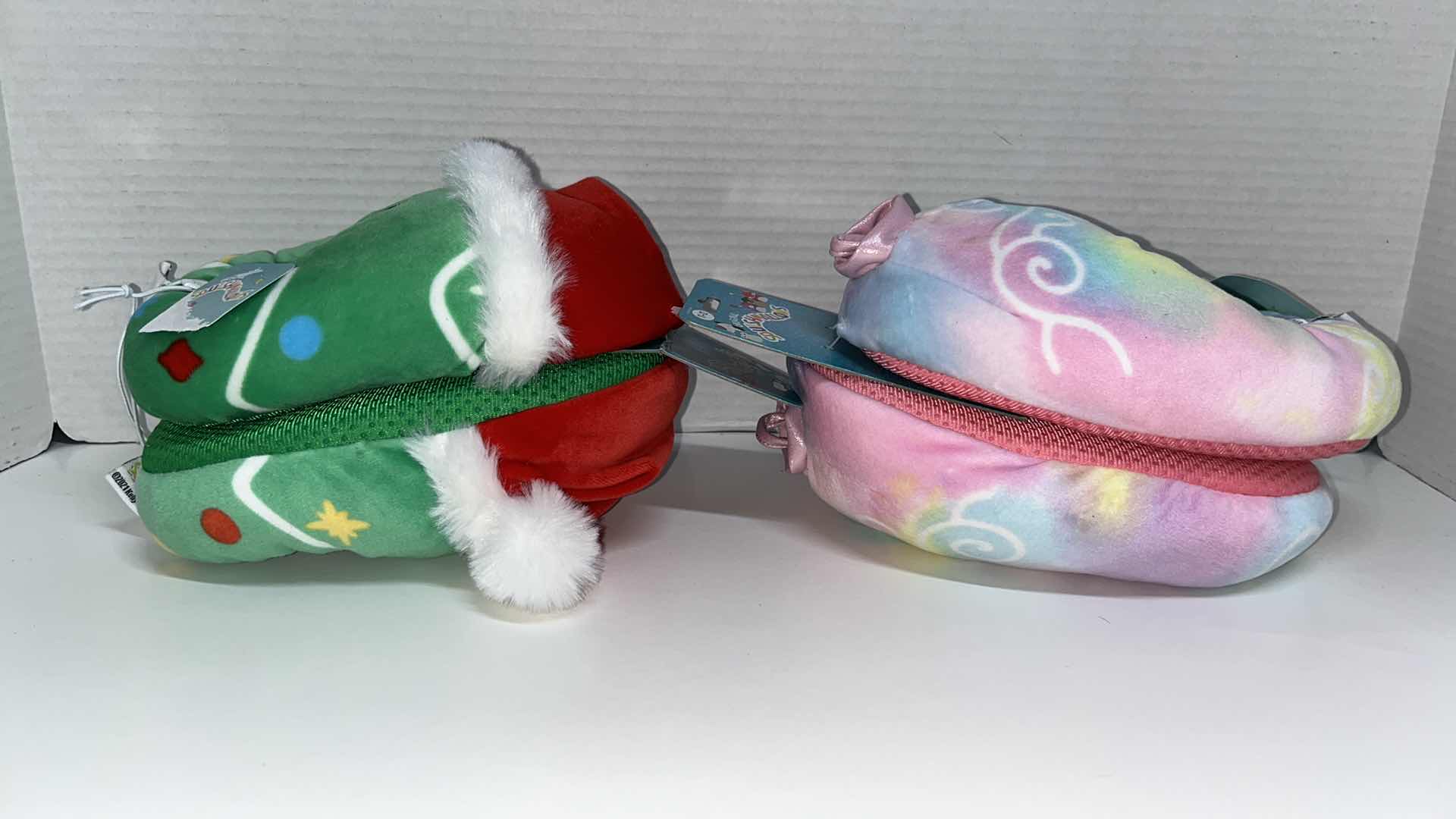 Photo 1 of KELLYTOY SQUISHMALLOWS PLUSH KIDS SLIPPERS, CHRISTMAS TREE/ORNAMENT SIZE 11-12 (2)