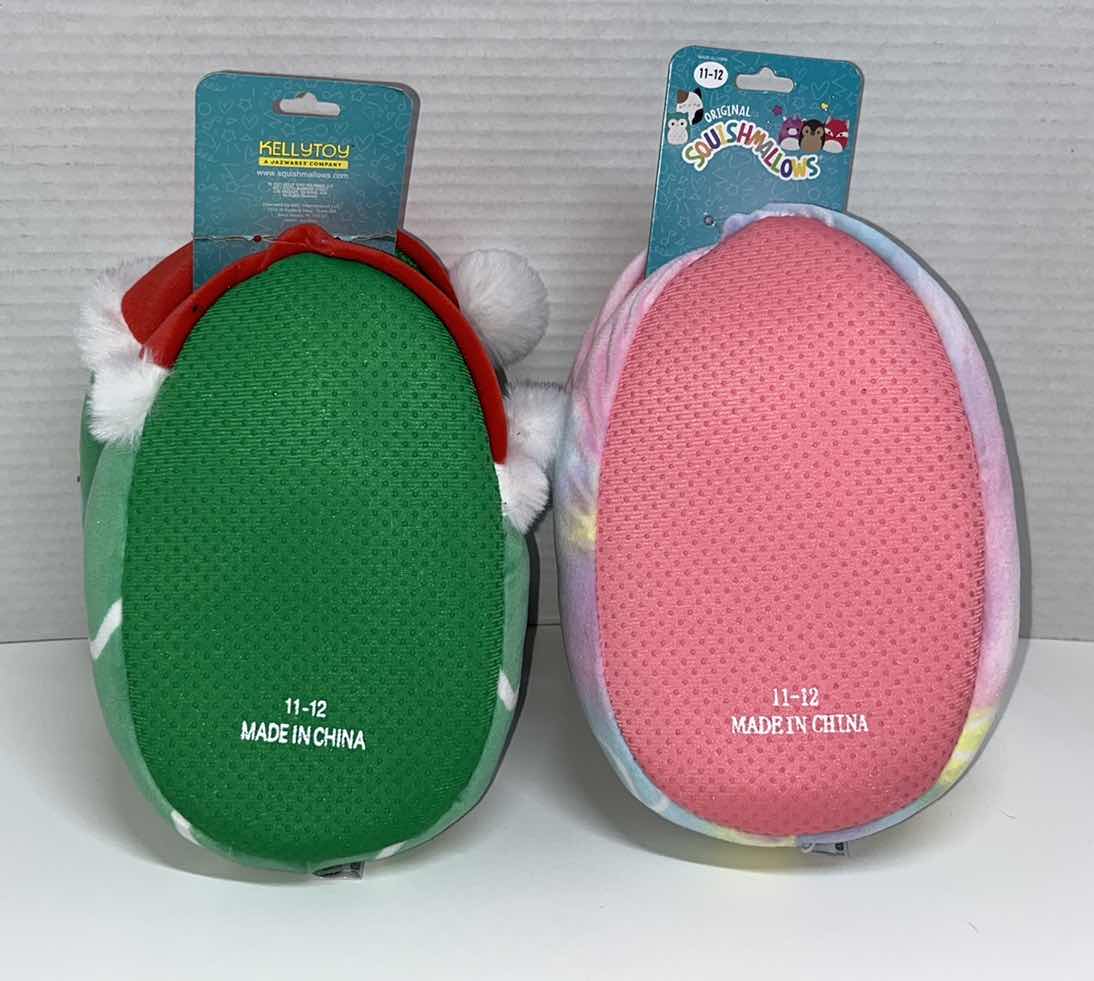 Photo 1 of KELLYTOY SQUISHMALLOWS PLUSH KIDS SLIPPERS, CHRISTMAS TREE/ORNAMENT SIZE 11-12 (2)