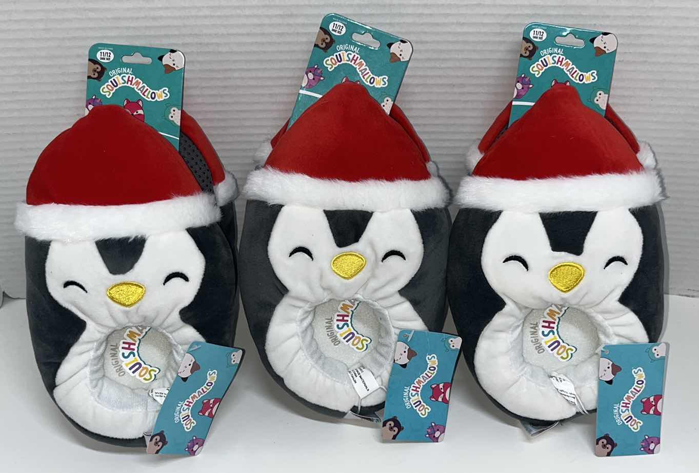 Photo 1 of KELLYTOY SQUISHMALLOWS PLUSH KIDS SLIPPERS, PENGUIN SIZE 11-12 (3)