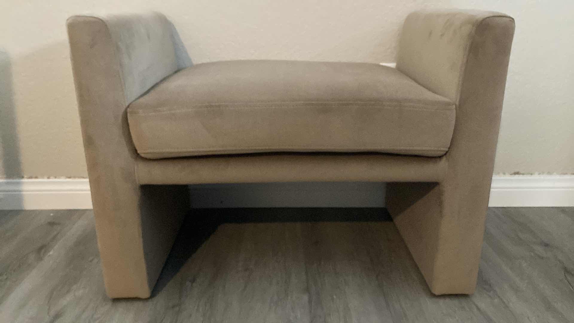 Photo 1 of THRESHOLD STUDIO MCGEE LIGHT BROWN VERNON OTTOMAN 29” X 18” H22”