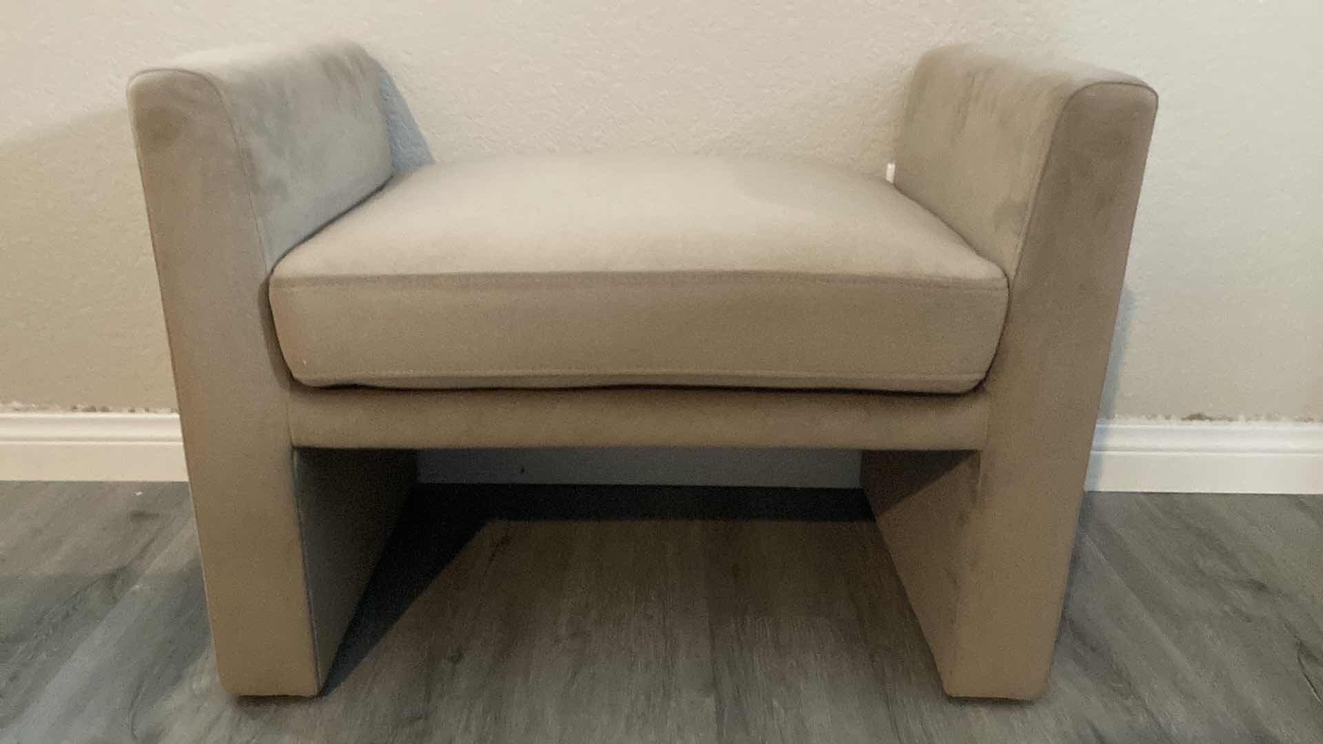 Photo 1 of THRESHOLD STUDIO MCGEE LIGHT BROWN VERNON OTTOMAN 29” X 18” H22”