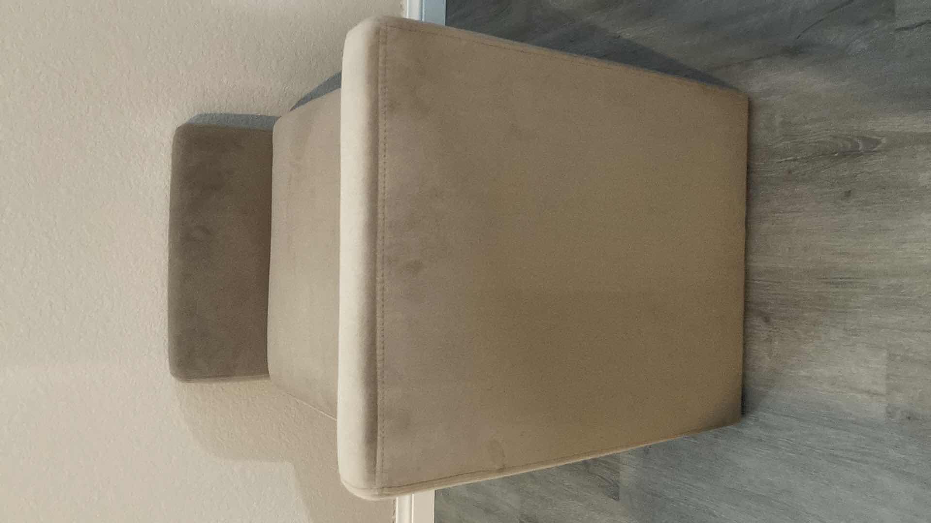 Photo 1 of THRESHOLD STUDIO MCGEE LIGHT BROWN VERNON OTTOMAN 29” X 18” H22”