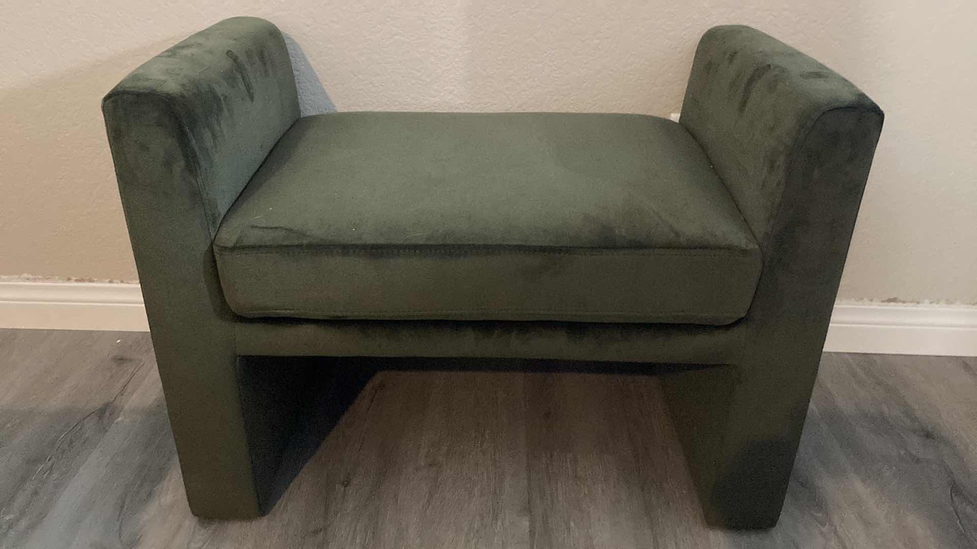 Photo 1 of THRESHOLD STUDIO MCGEE DARK GREEN VERNON OTTOMAN 29” X 18” H22”