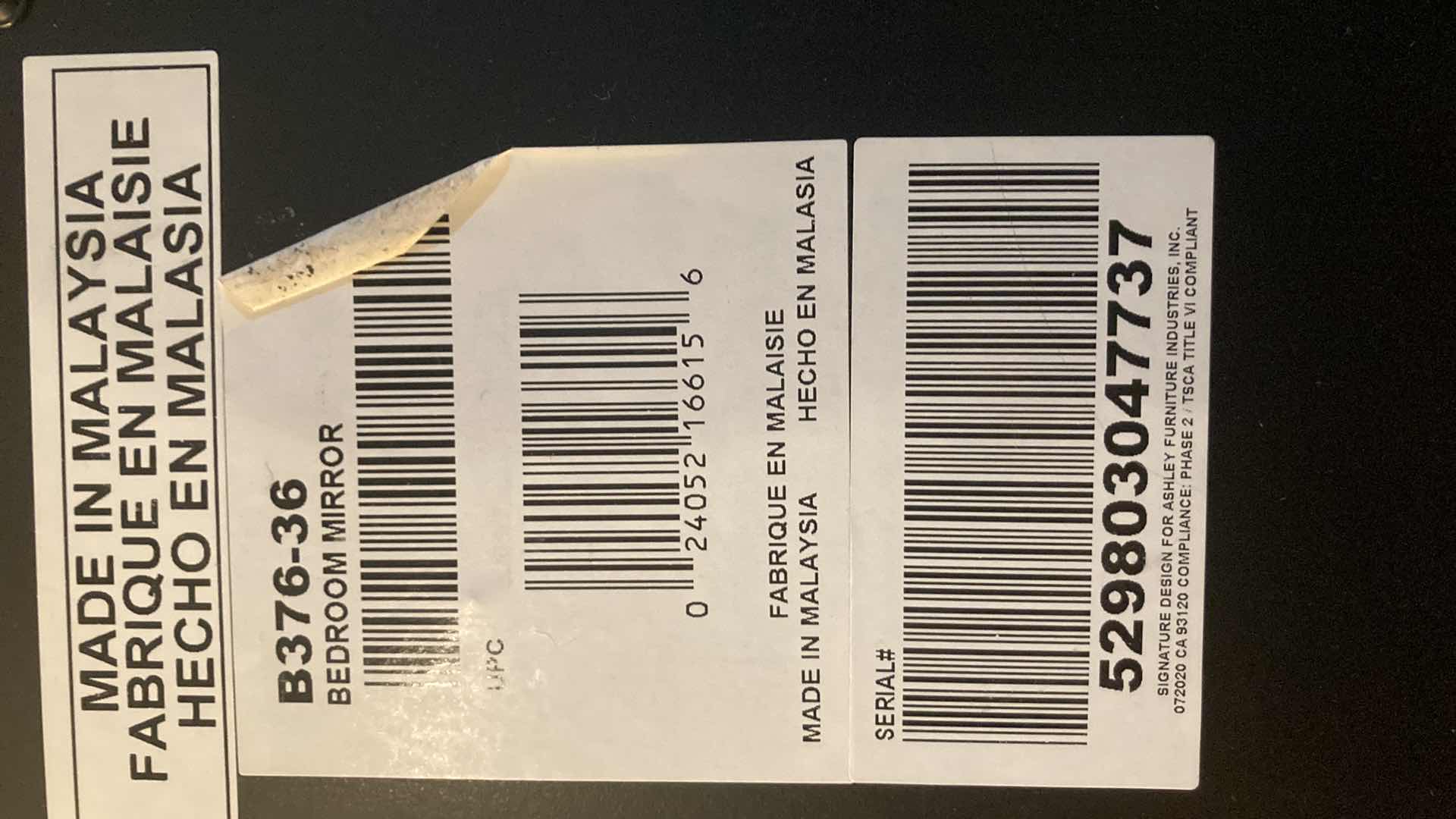 Photo 3 of ASHLEYS FURNITURE WOOD FRAME BEDROOM MIRROR 38” X 38”