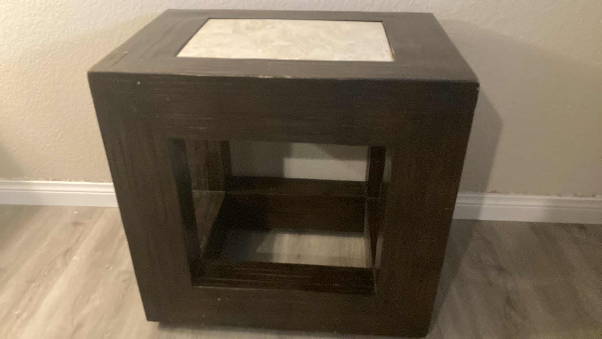 Photo 1 of KREISS PANAMA DARK BAMBOO TRAVERTINE STONE CENTER SIDE TABLE 26” X 18” H26”