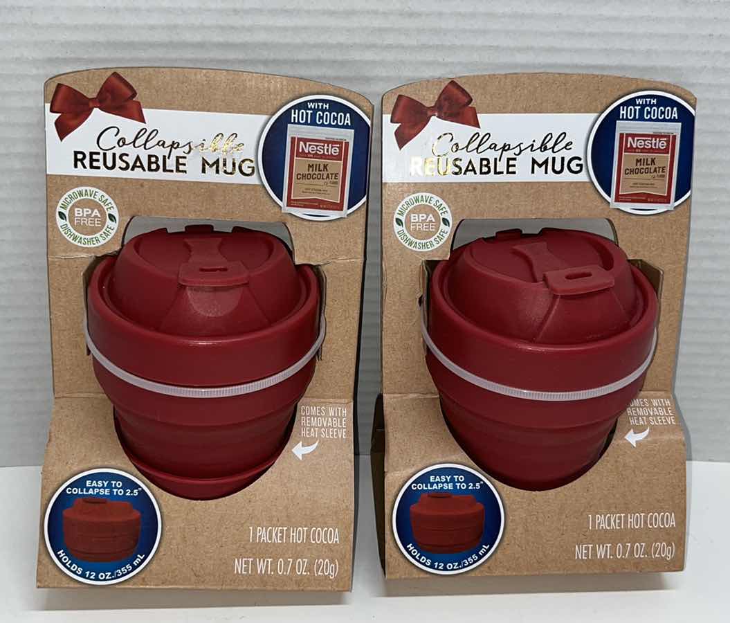 Photo 1 of NEW CANDYRIFIC COLLAPSIBLE REUSABLE 12 OZ MUG W PACKET OF HOT COCOA (2)