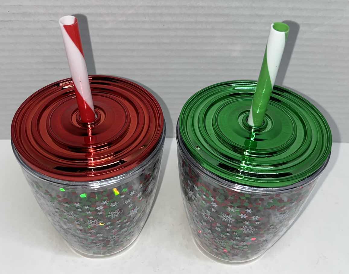 Photo 1 of NEW HAPPY HOLIDAYS MINI GLITTER FOUBLE WALLED 13 OZ TUMBLERS & NEW YEAR CHEER DISCO BALL 20 OZ TUMBLER (3)