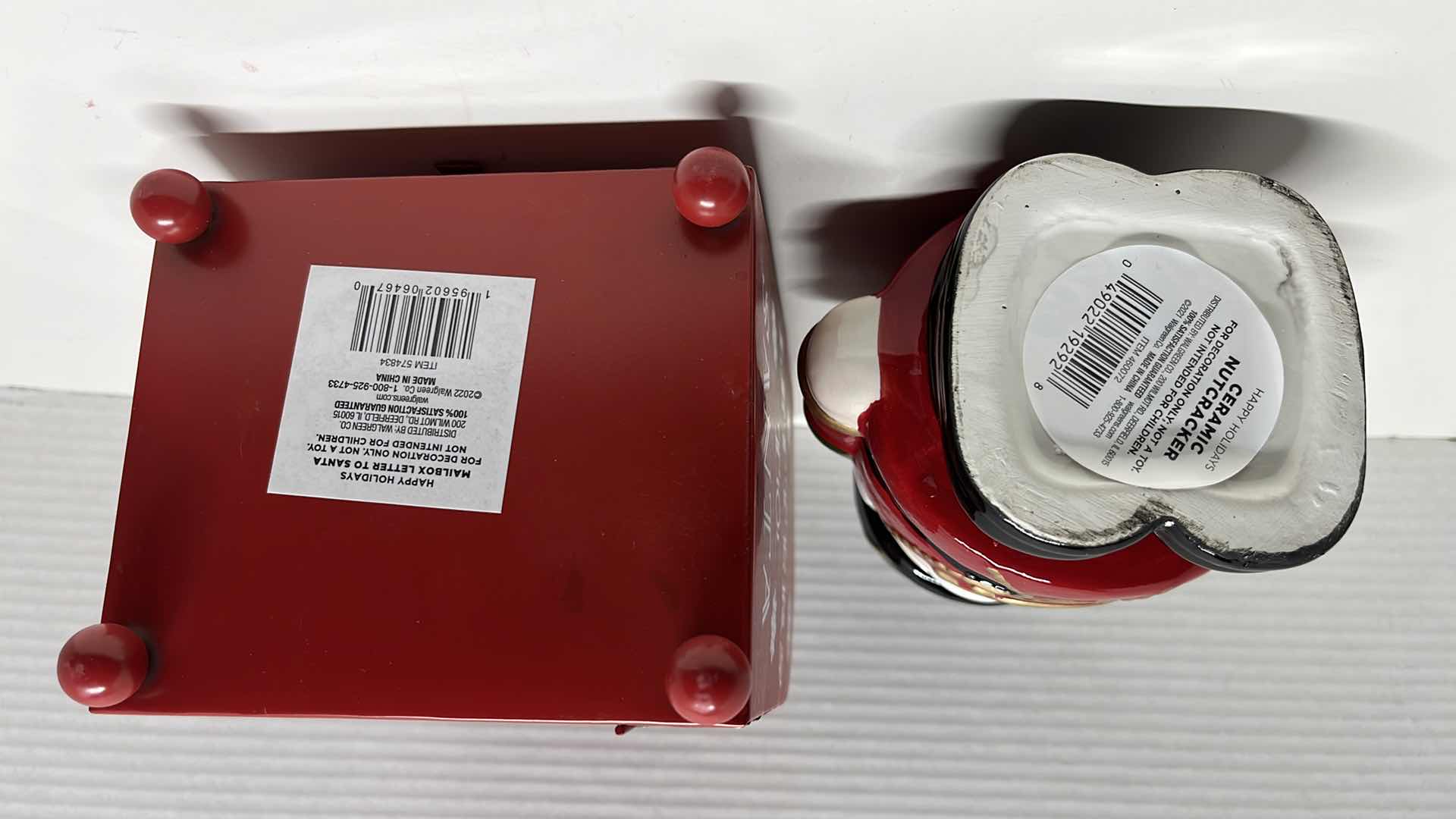 Photo 1 of NEW HAPPY HOLIDAYS CERAMIC 7” NUTCRACKER & MAILBOX LETTERS TO SANTA TIN DECOR (2)