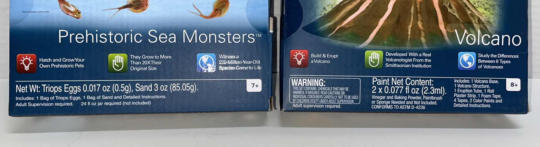 Photo 1 of NEW SMITHSONIAN STEM PREHISTORIC SEA MONSTERS, BAG OF TRIOP EGGS AND SAND & VOLCANO ERUPTION KIT (2)
