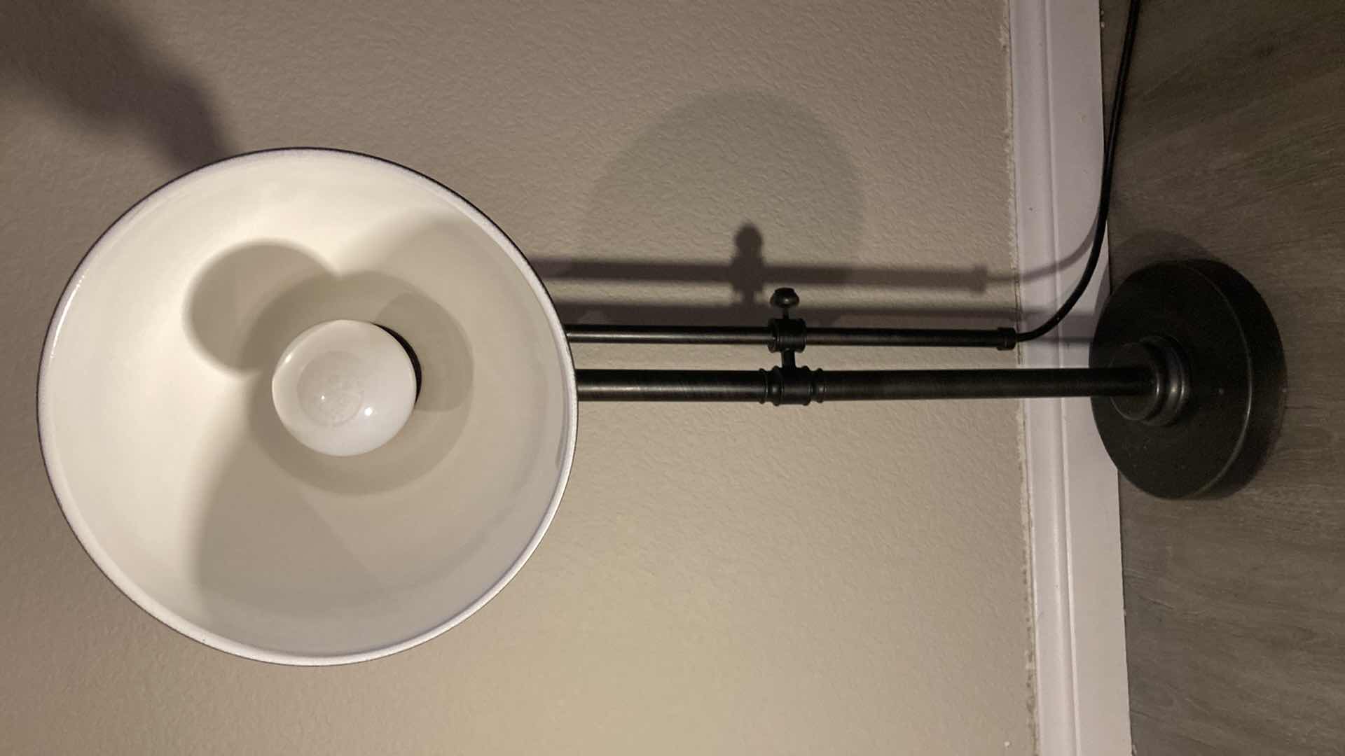 View 4 of AGED BRONZE MID-CENTURY STYLE ADJUSTABLE HEIGHT & ANGLE METAL TABLE LAMP 17” X 8” H27”-34”