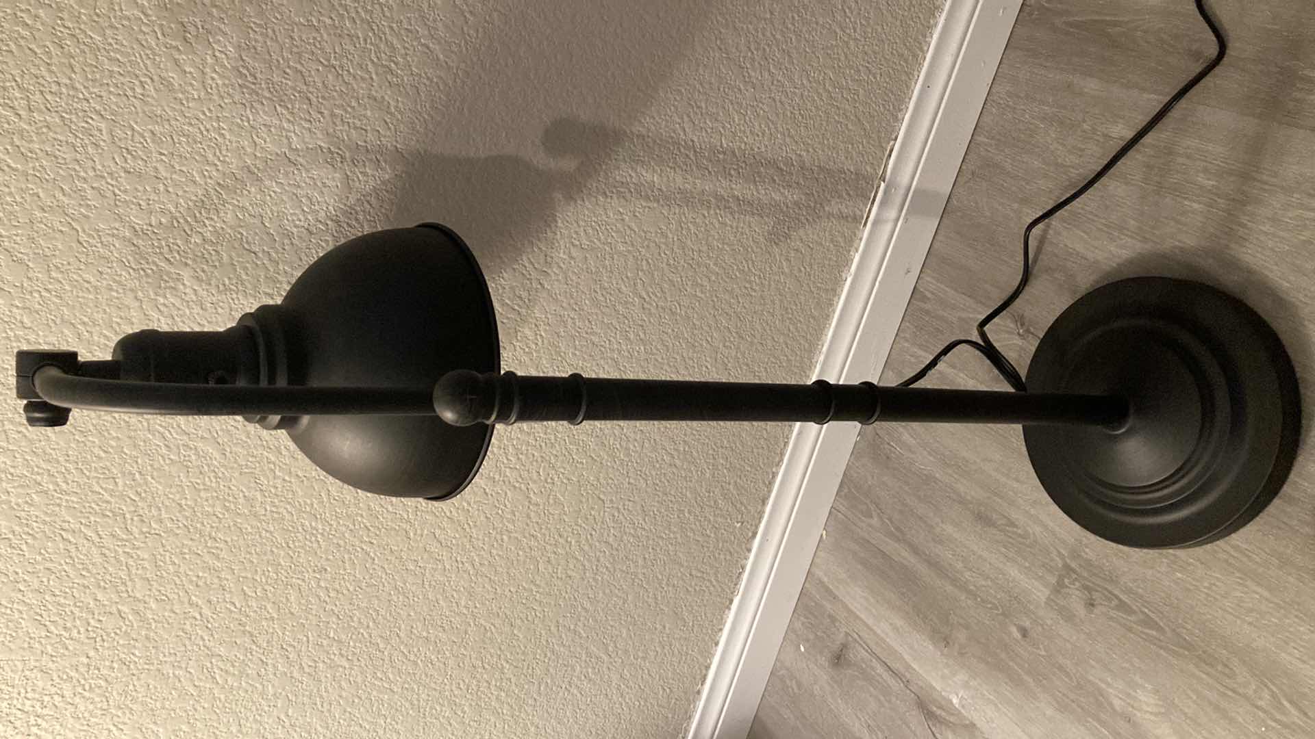 Photo 1 of AGED BRONZE MID-CENTURY STYLE ADJUSTABLE HEIGHT & ANGLE METAL TABLE LAMP 17” X 8” H27”-34”