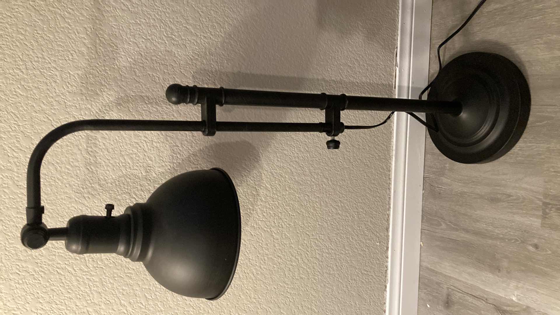 Photo 1 of AGED BRONZE MID-CENTURY STYLE ADJUSTABLE HEIGHT & ANGLE METAL TABLE LAMP 17” X 8” H27”-34”