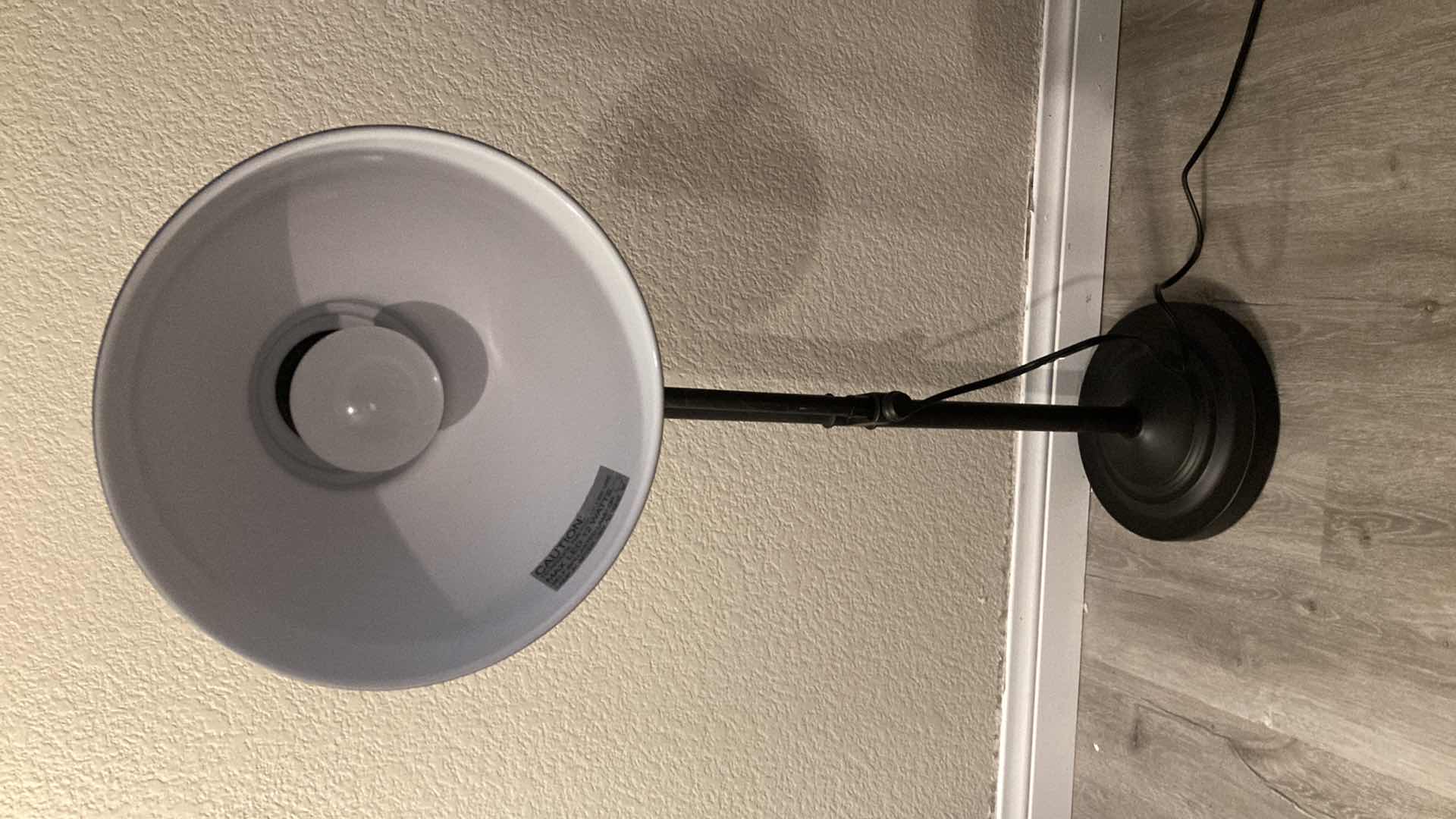 Photo 1 of AGED BRONZE MID-CENTURY STYLE ADJUSTABLE HEIGHT & ANGLE METAL TABLE LAMP 17” X 8” H27”-34”