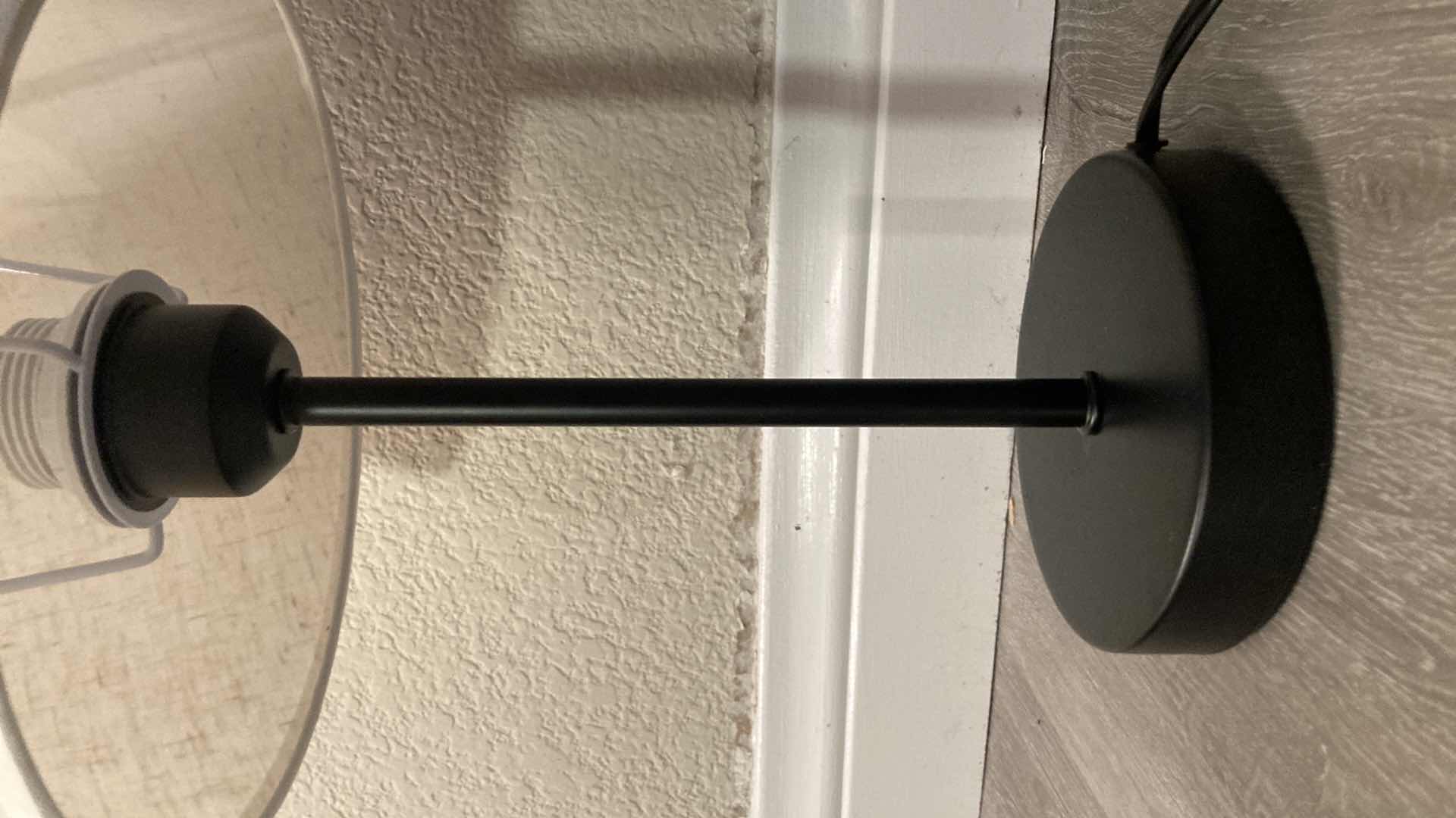 Photo 4 of CONTEMPORARY BLACK METAL BASE TWO TONE PATTERN SHADE TABLE LAMP 9” X 15.5”