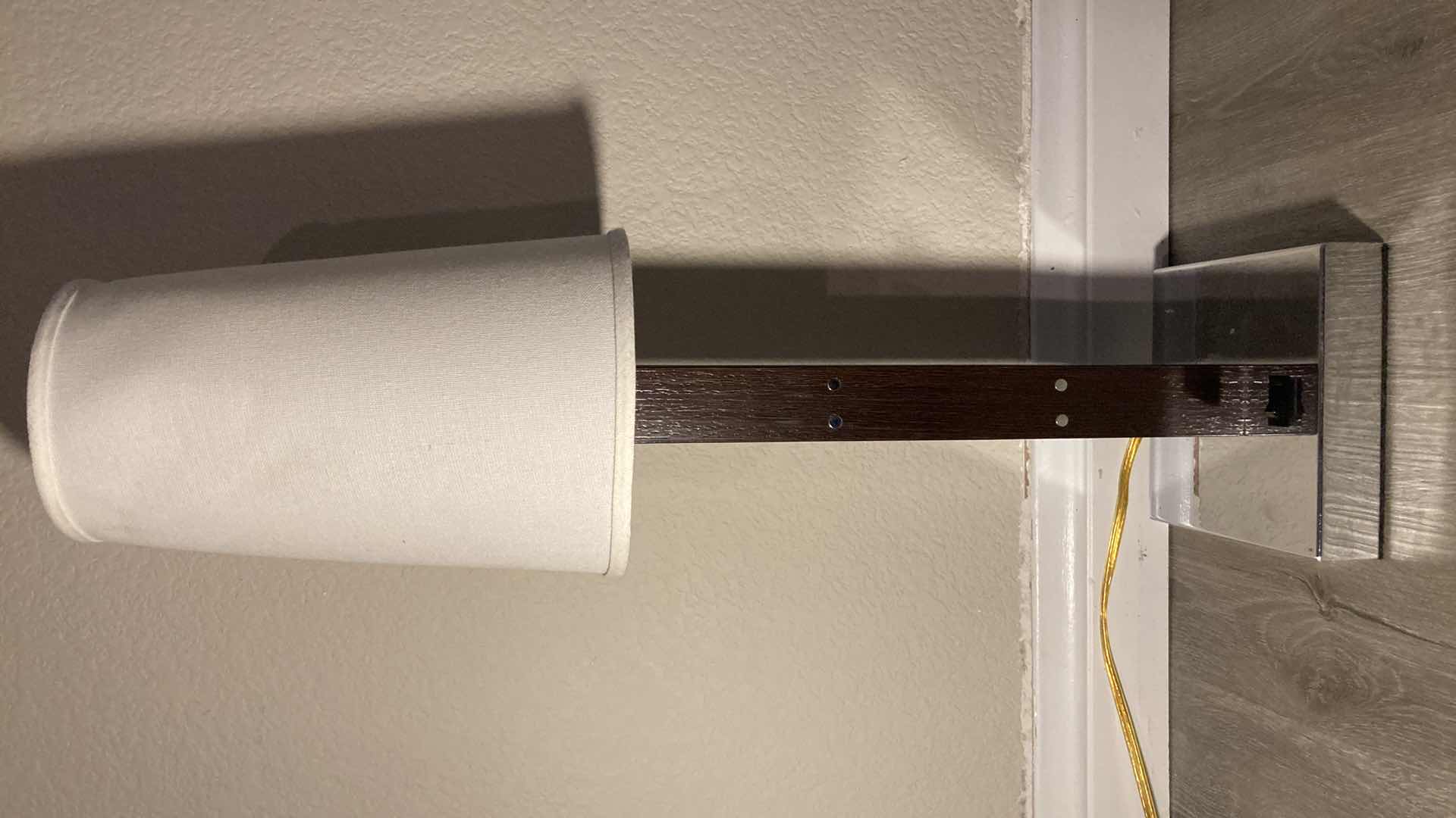 Photo 1 of LOUIS BALDINGER & SONS WOOD POST CHROME FINISH BASE TABLE LAMP 7” X 24.5”