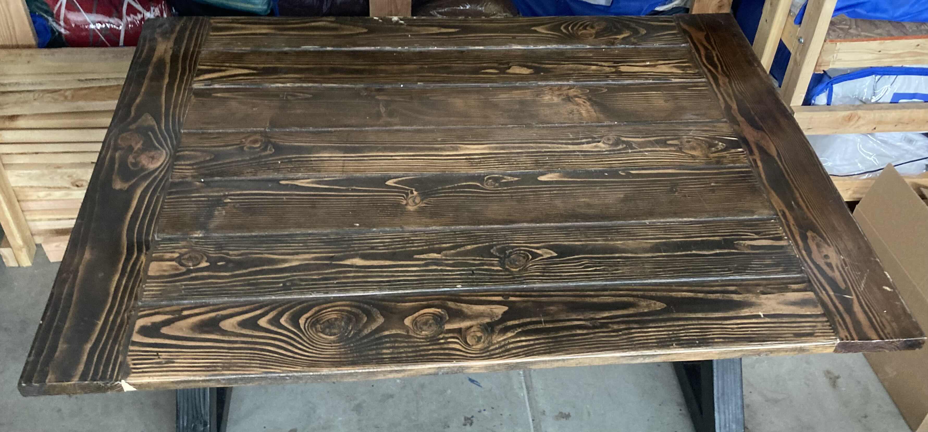 Photo 5 of RUSTIC SOLID DARK WOOD TABLE 65.25” X 50” H36”