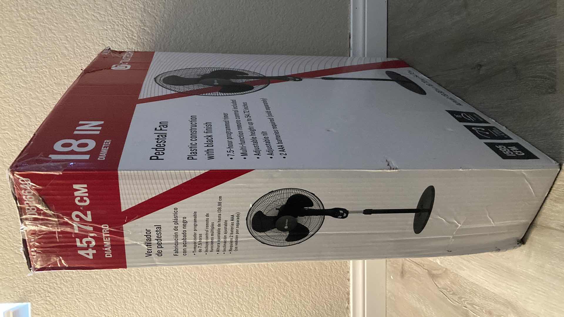 Photo 1 of NEW UTILITECH BLACK PEDESTAL FAN W REMOTE AAA BATTERIES REQUIRED