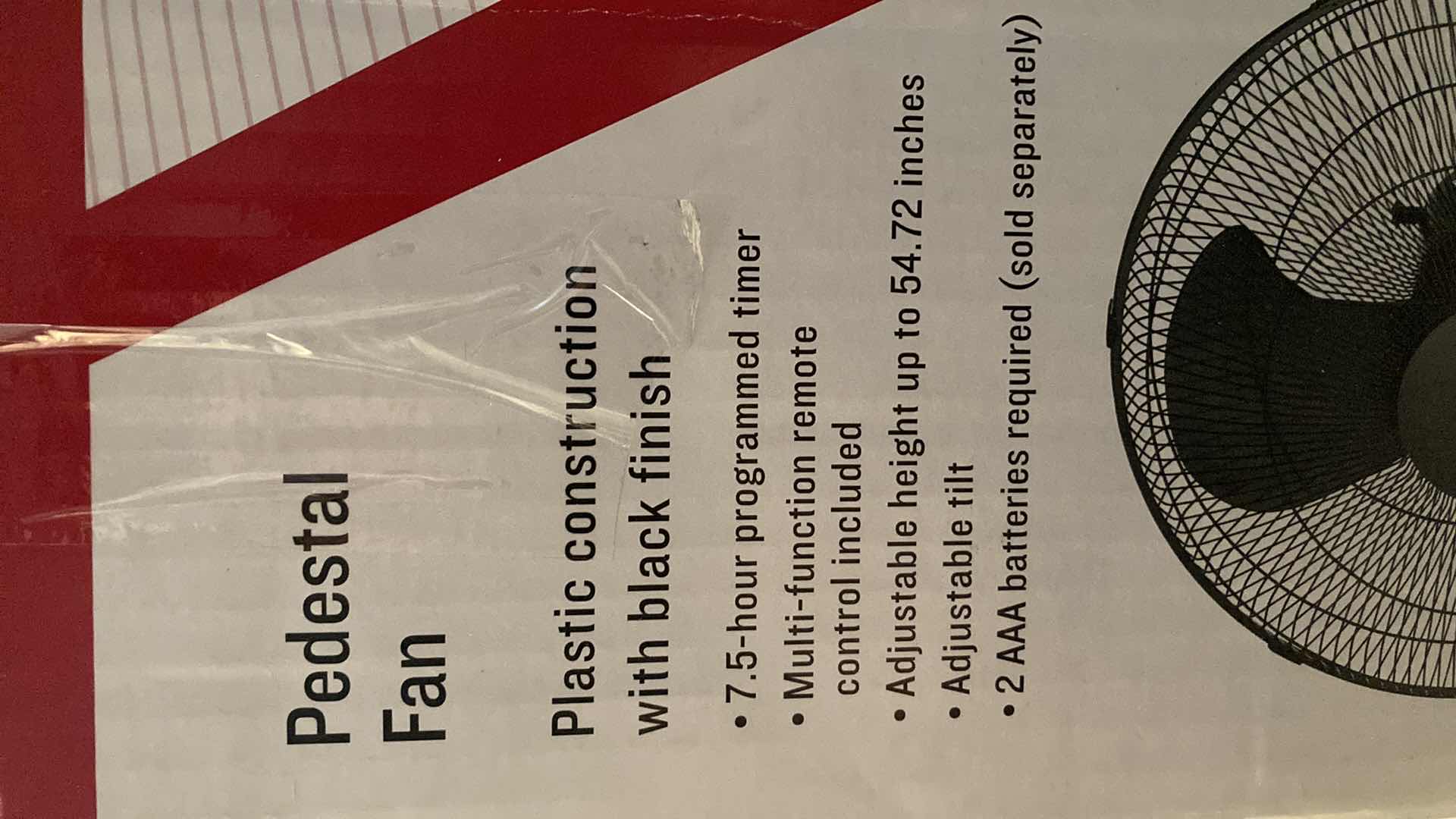 Photo 1 of NEW UTILITECH BLACK PEDESTAL FAN W REMOTE AAA BATTERIES REQUIRED