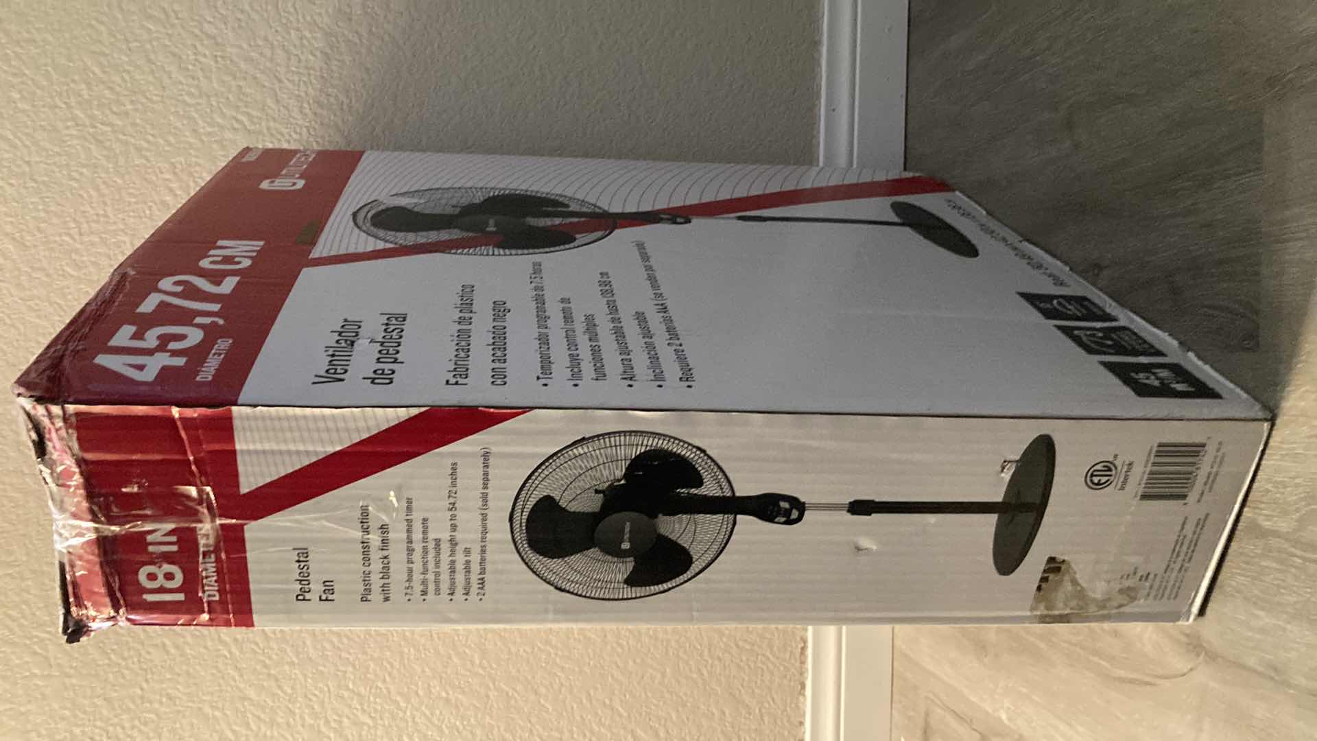 Photo 1 of NEW UTILITECH BLACK PEDESTAL FAN W REMOTE AAA BATTERIES REQUIRED