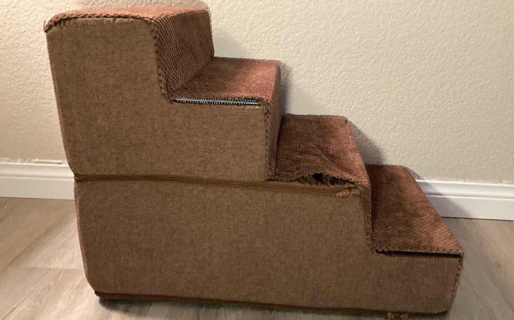 Photo 5 of OEKO TEX BROWN POLYESTER FABRIC & FOAM PET STAIRS 15” X 24” H18”