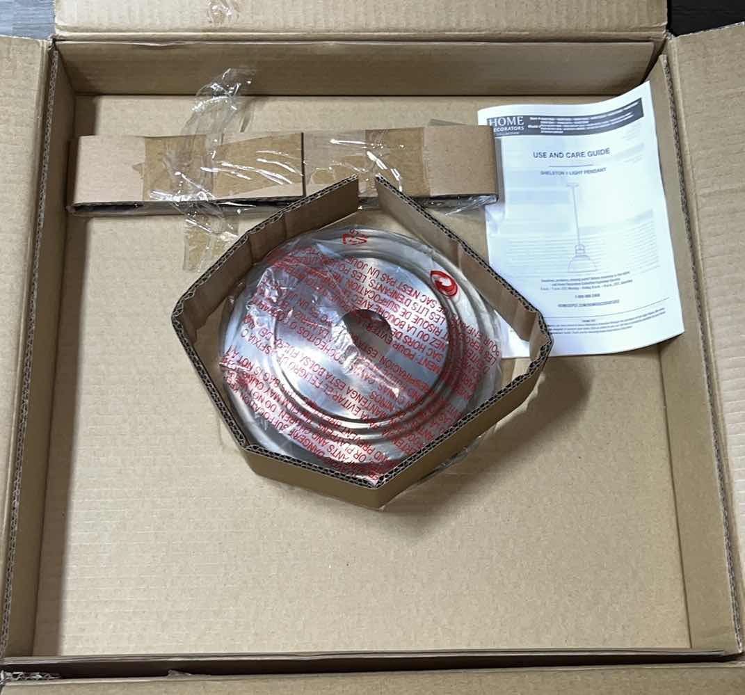 Photo 1 of NEW HOME DECORATORS COLLECTION SHELSTON 16” BRUSHED NICKEL PENDANT FIXTURE, MODEL RS20190724116BN