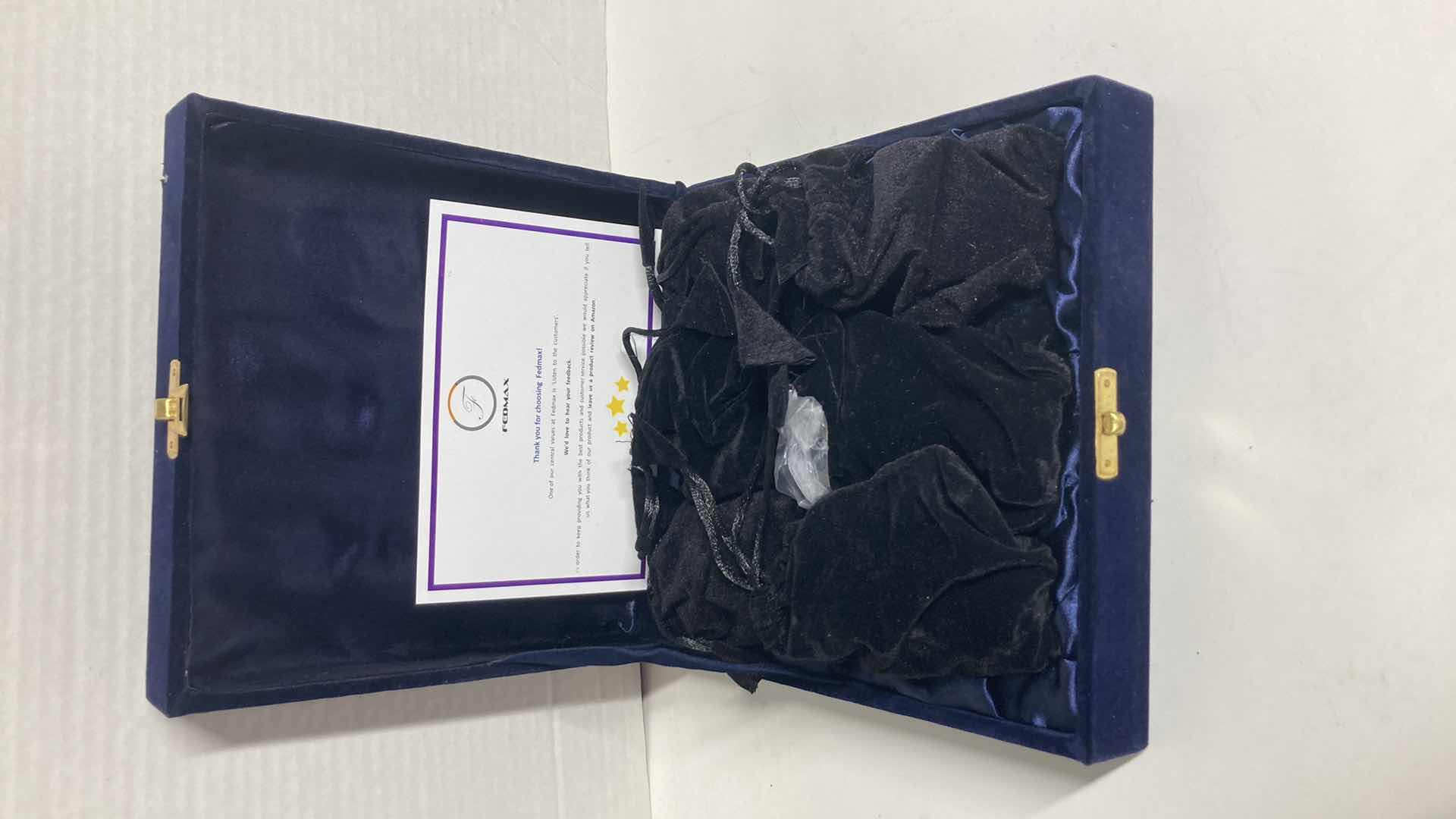 Photo 1 of FEDNAX METAL KEEPSAKE 6PC SET MINI URNS W BAGS & STORAGE BOX MODEL 7456-BLUE FAMILY