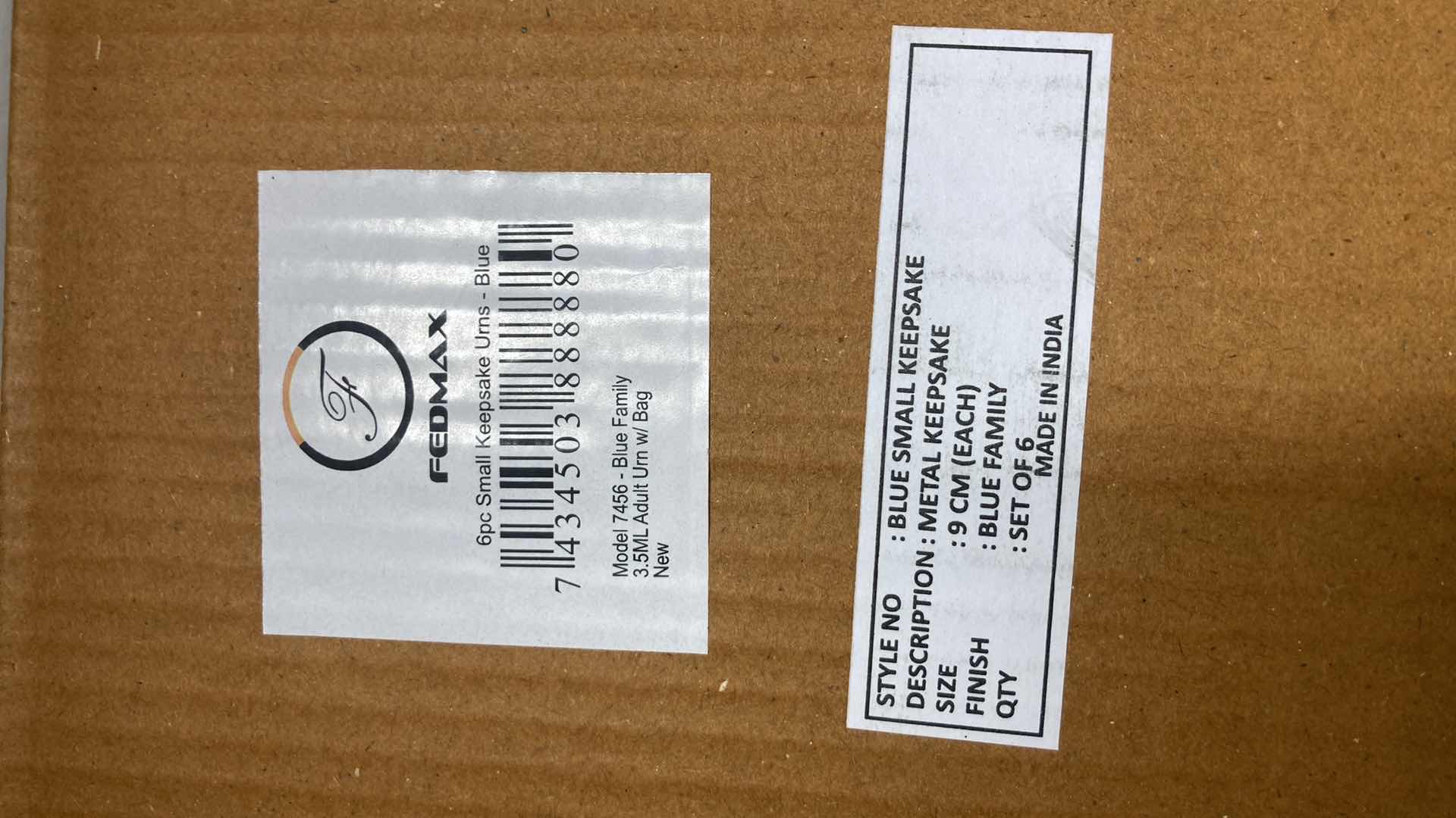 Photo 1 of NEW FEDNAX METAL KEEPSAKE 6PC SET MINI URNS W BAGS & STORAGE BOX MODEL 7456-BLUE FAMILY