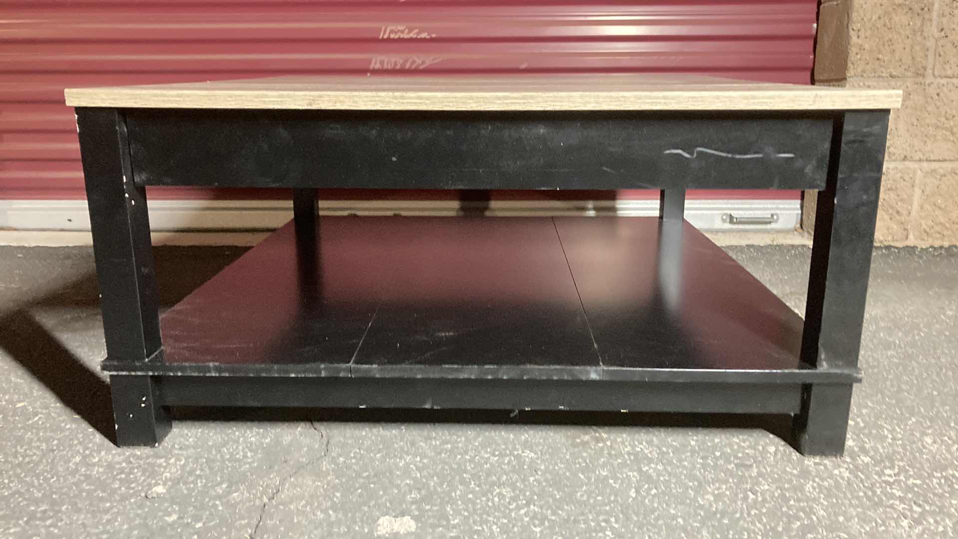 Photo 1 of AMERIWOOD HOME TWO TONE WOOD TOP FINISH PLANK BOARD COFFEE TABLE 35.5” X 35.5” H17”